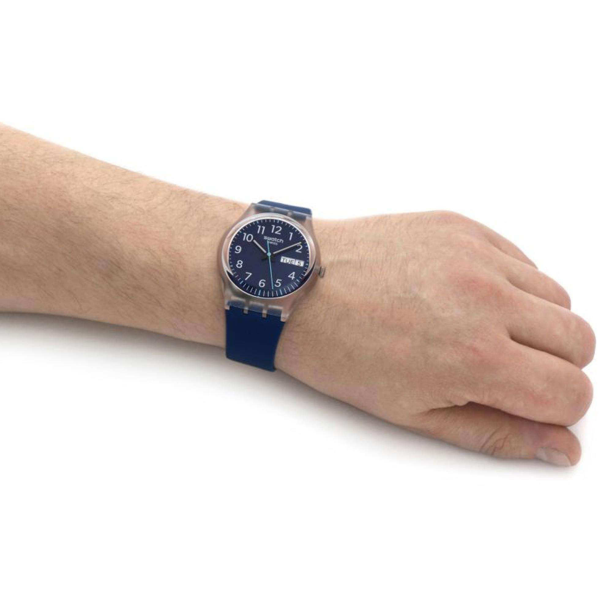 Swatch ORIGINAL GENT Rinse Repeat Marineblaues Zifferblatt Uhr GE725