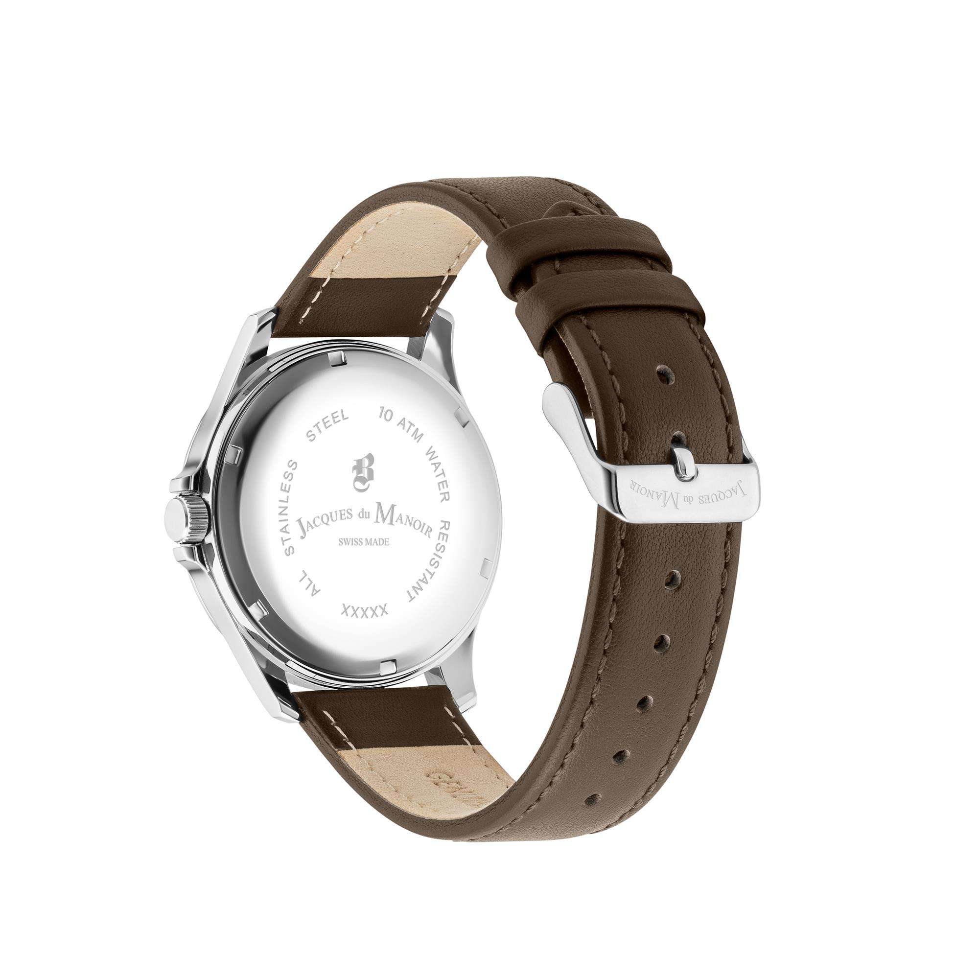 JDM Military Alpha I Uhr mit blauem Zifferblatt und braunem Lederarmband JDM-WG001-03