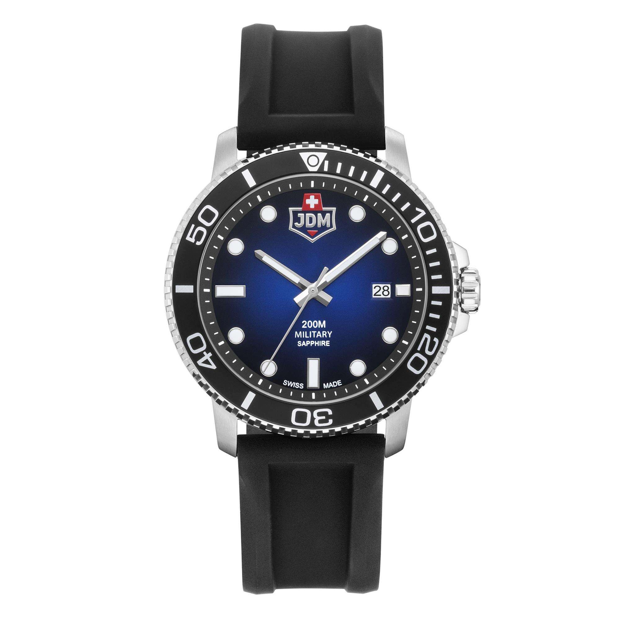JDM Military Tango Blue Dial Black Silicone Strap Men's Watch JDM-WG008-01