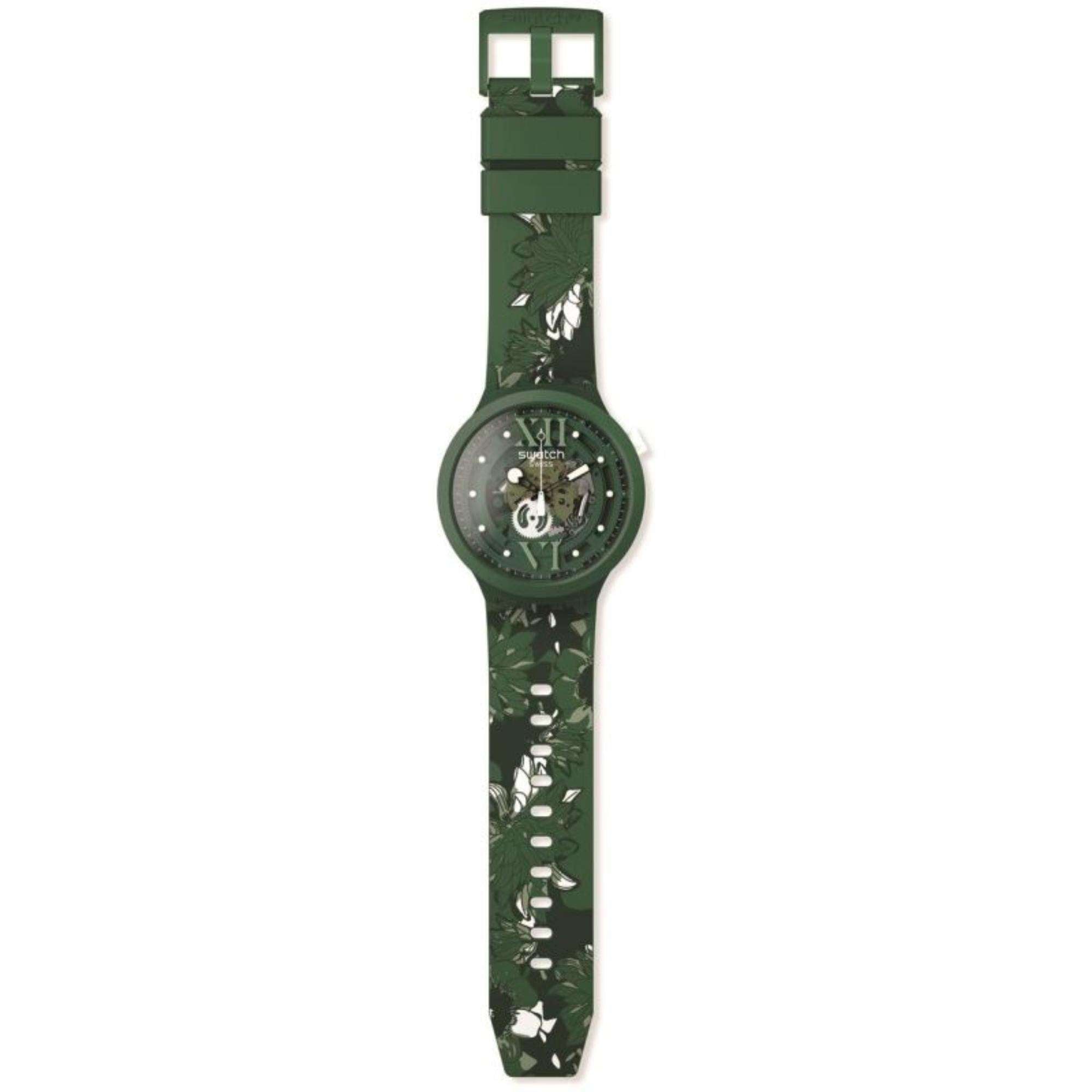 Swatch CAMOFLOWER GREEN Big Bold Bioceramic Uhr SB05G104