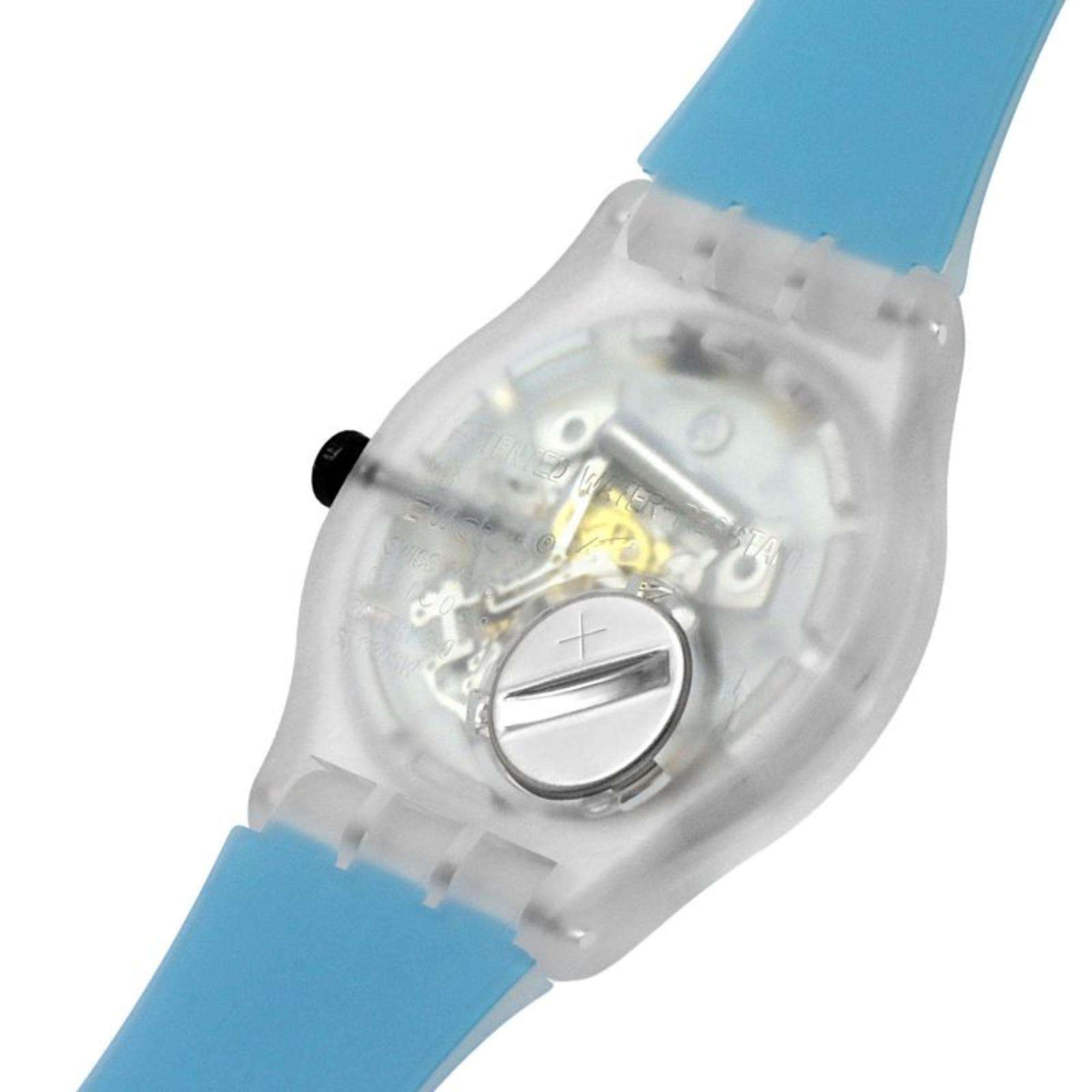 Swatch BLUEDAZEPAY! Transparent Dial Silicone Strap Watch SO29K112-5300