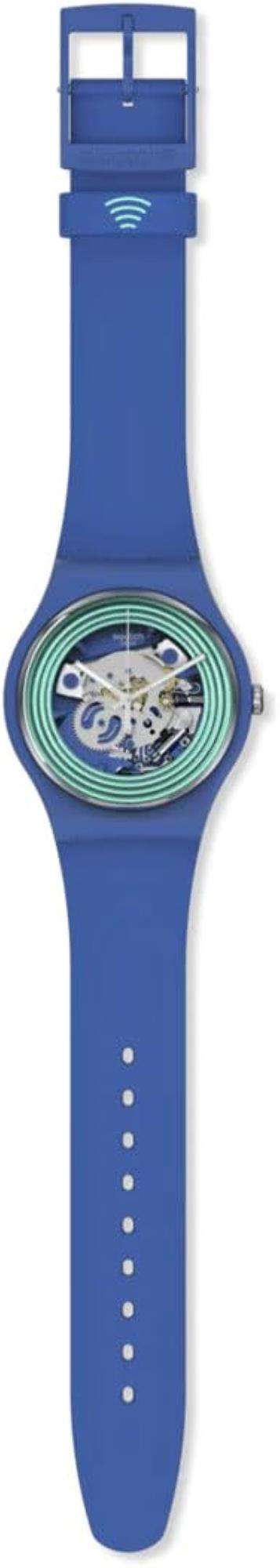 Swatch BLUE RINGSPAY! Neue Gent Quarz Transparente Zifferblatt Uhr SO29N103-5300