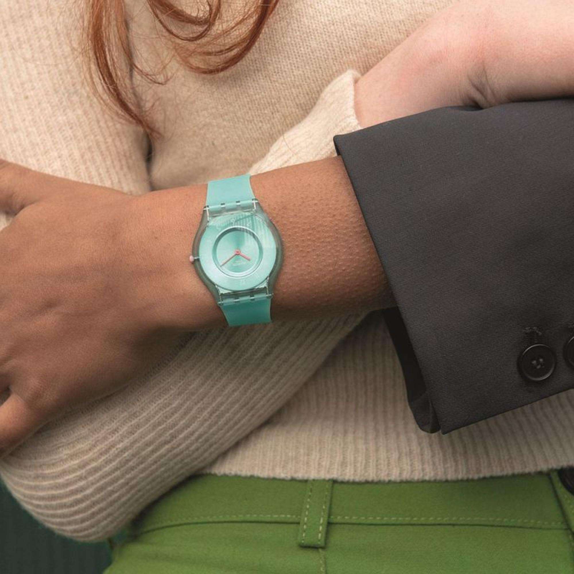 Swatch PASTELICIOUS TEAL Grüne Zifferblatt Uhr SS08L100