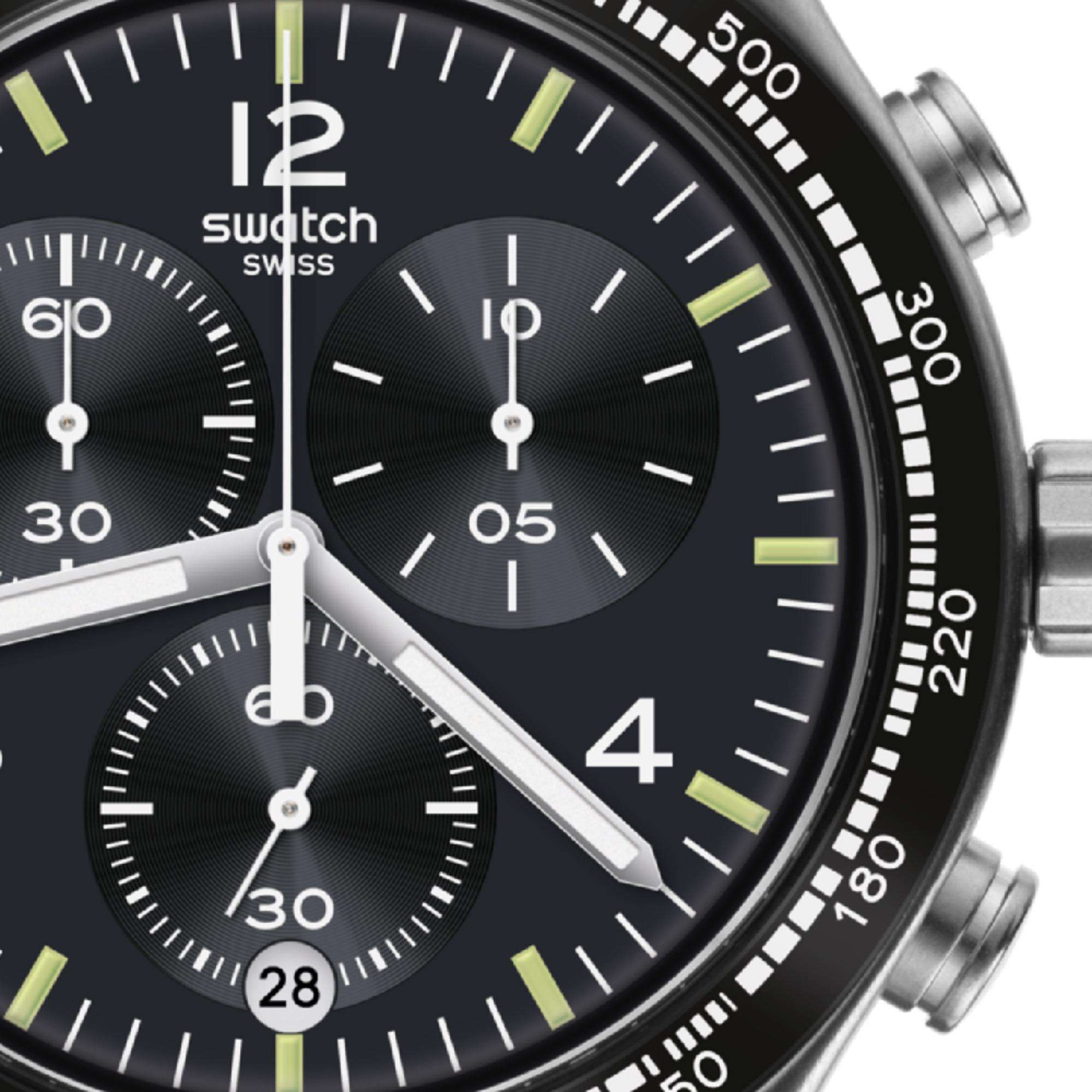 Swatch NIGHT FLIGHT Black Dial Watch YVS444GC