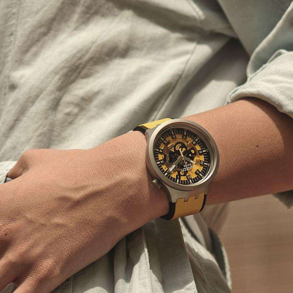 Swatch BOLDEN YELLOW Big Bold Gelbes Zifferblatt Herren Uhr SB07S109