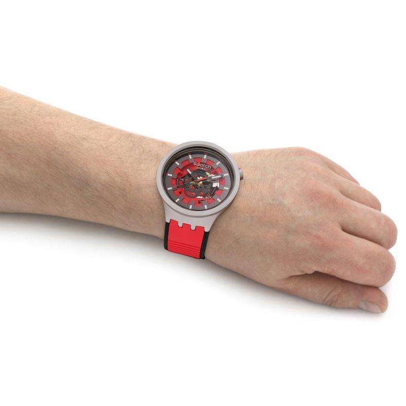 Swatch RED JUICY Big Bold Rotes Zifferblatt Gummiarmband Uhr SB07S110