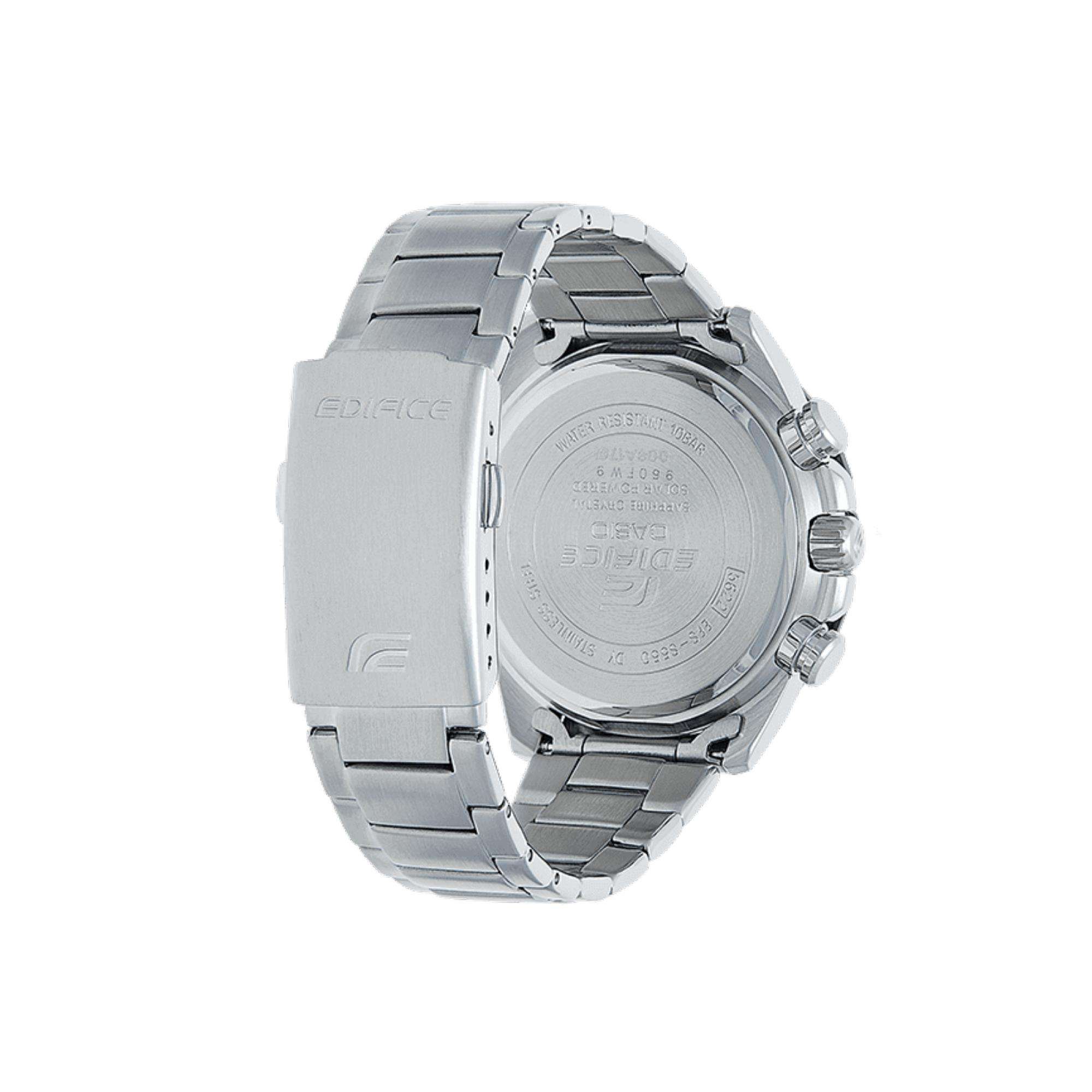 Casio Edifice Quarz Schwarzes Chronographen-Zifferblatt Silbernes Edelstahlarmband Herren Uhr EFS-S550DB-1AVUEF