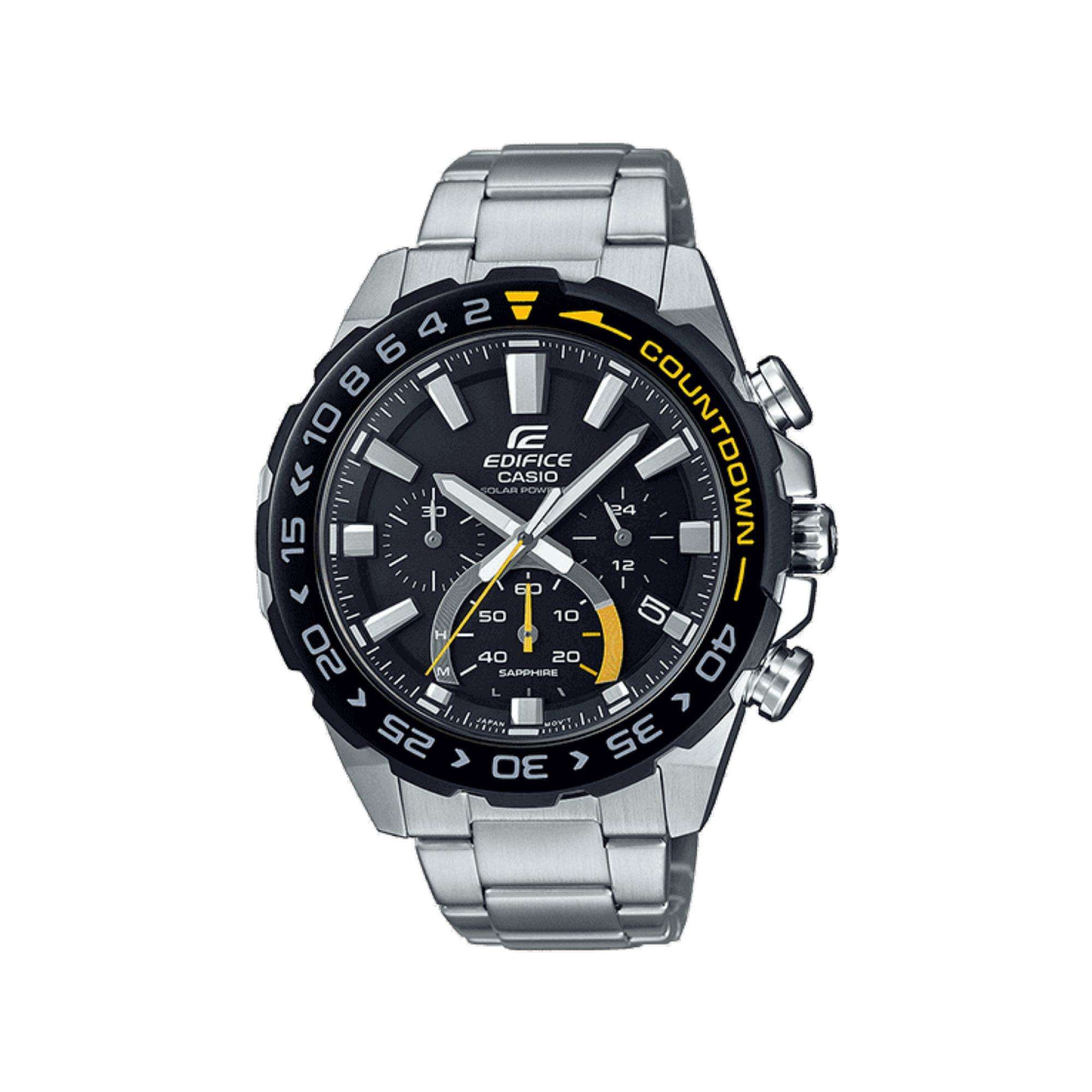 Casio Edifice Quarz Schwarzes Chronographen-Zifferblatt Silbernes Edelstahlarmband Herren Uhr EFS-S550DB-1AVUEF