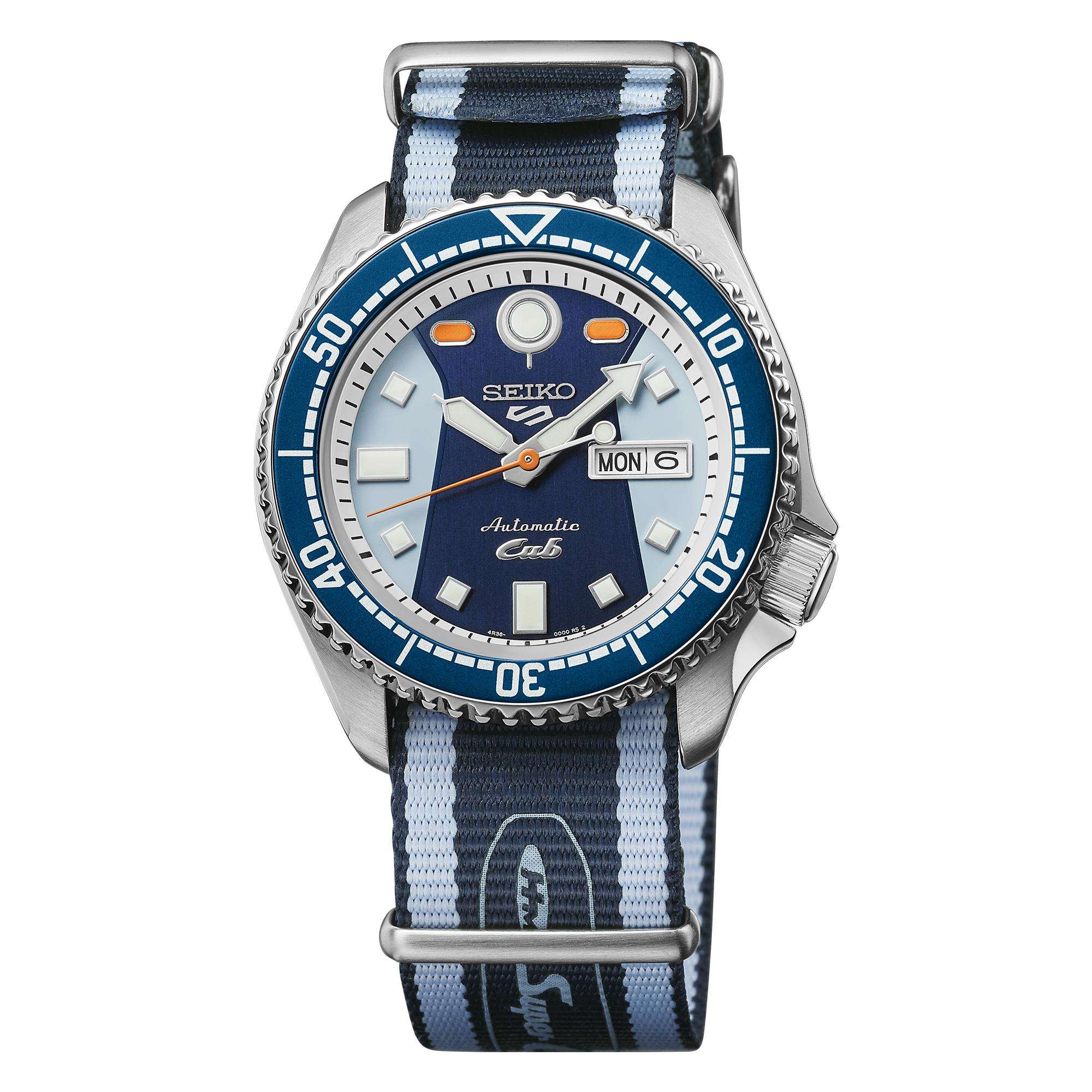 Seiko 5 Sports x Honda Super Cub III Automatic Blue Dial NATO Strap Men's Watch SRPK37K1