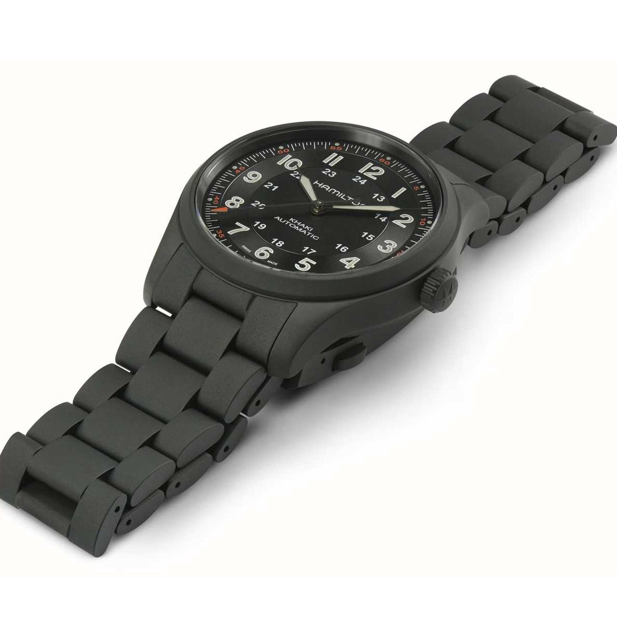 Hamilton Khaki Field H70215130 38mm black PVD titanium case side profile