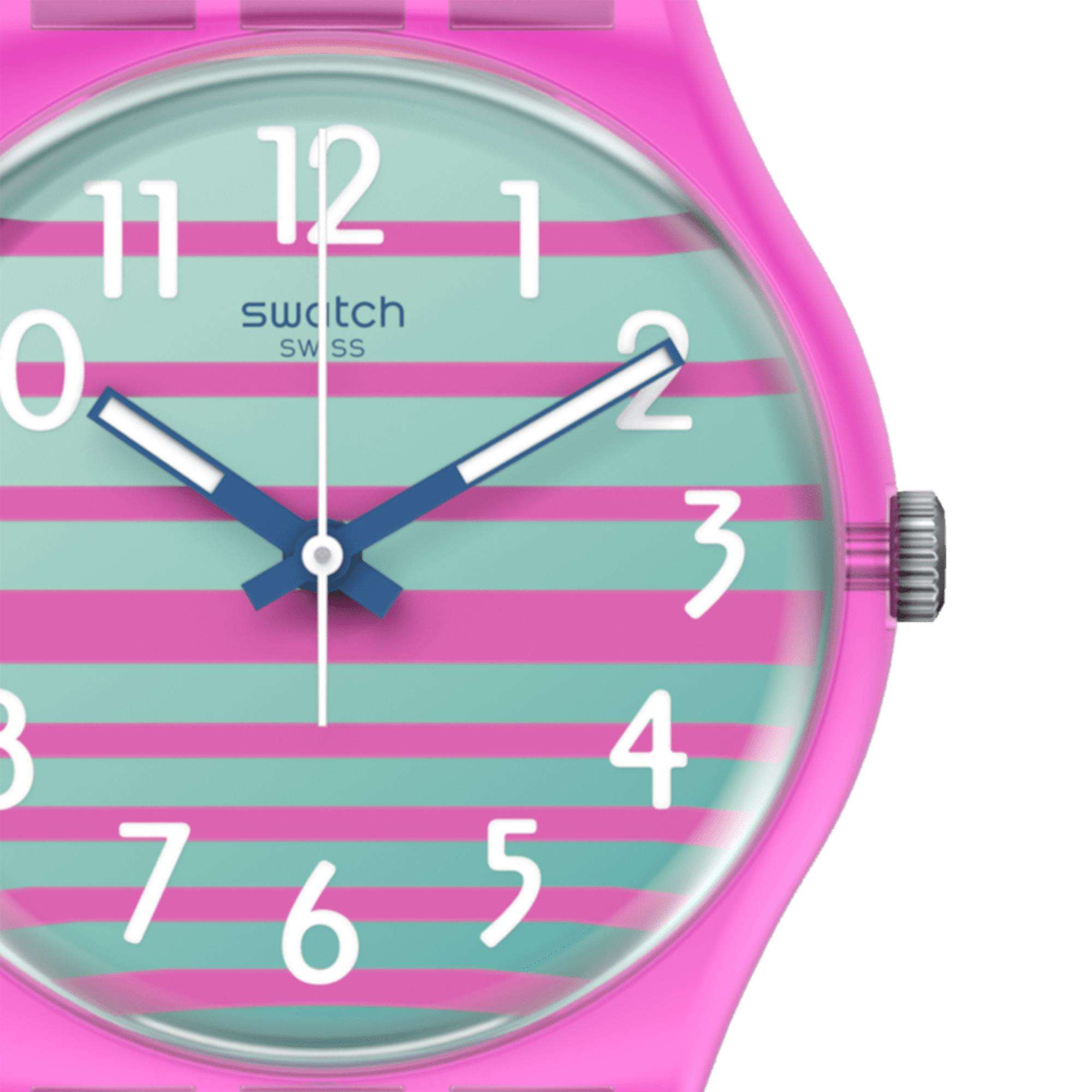 Gent Electrifying Summer Quarz Mehrfarbiges Zifferblatt Pinkes Silikonarmband Unisex Uhr SO28P105