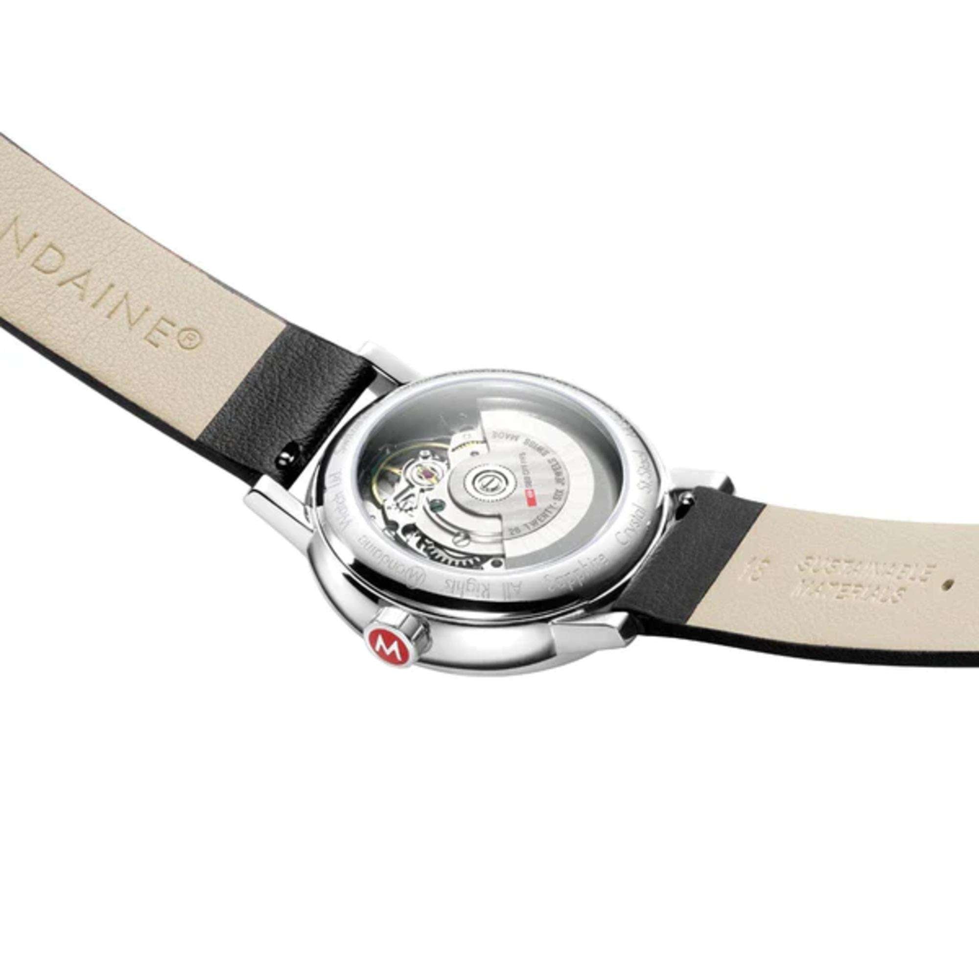 Mondaine Evo2 Automatic White Dial Black Leather Watch MSE.35610.LBV