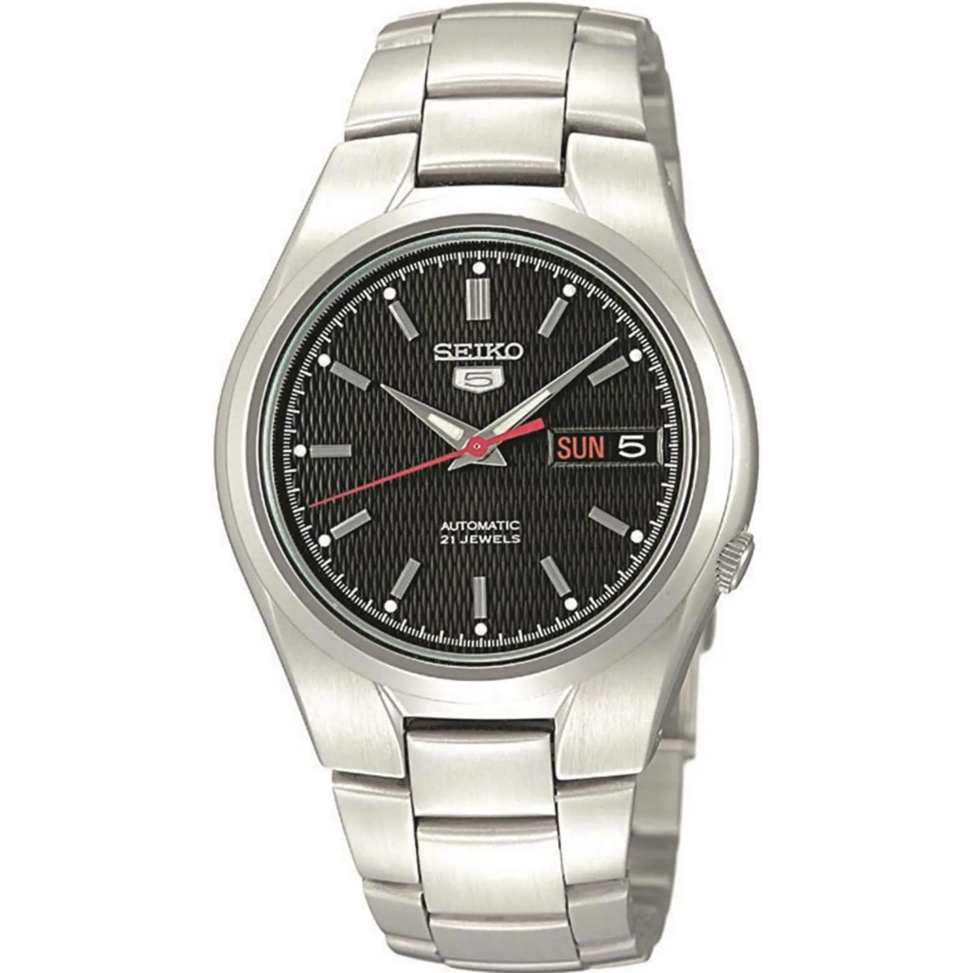 Seiko 5 38mm automatic black dial stainless steel watch SNK607K1