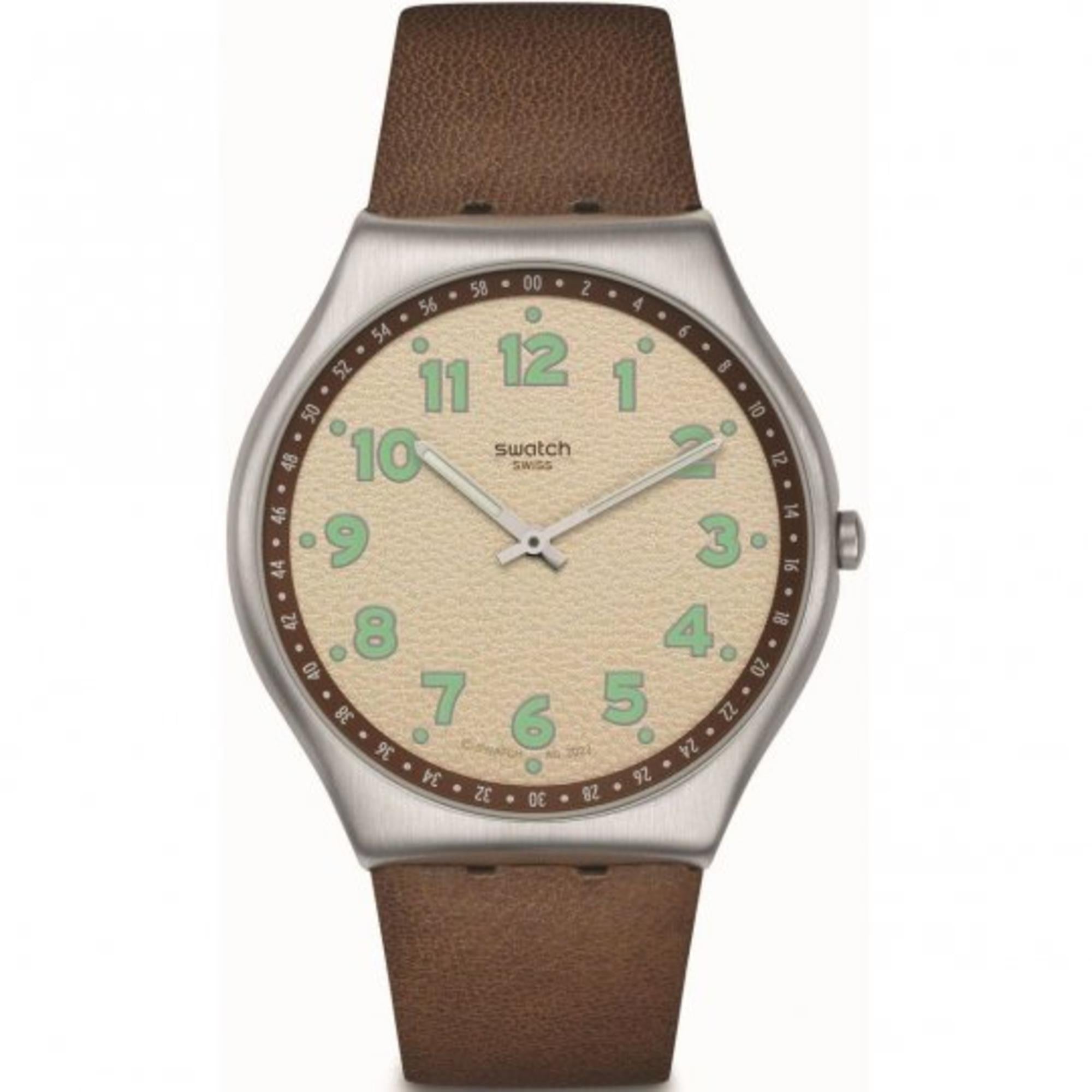 Swatch Tabby Hepcat Beiges Zifferblatt Lederuhr SS07S135