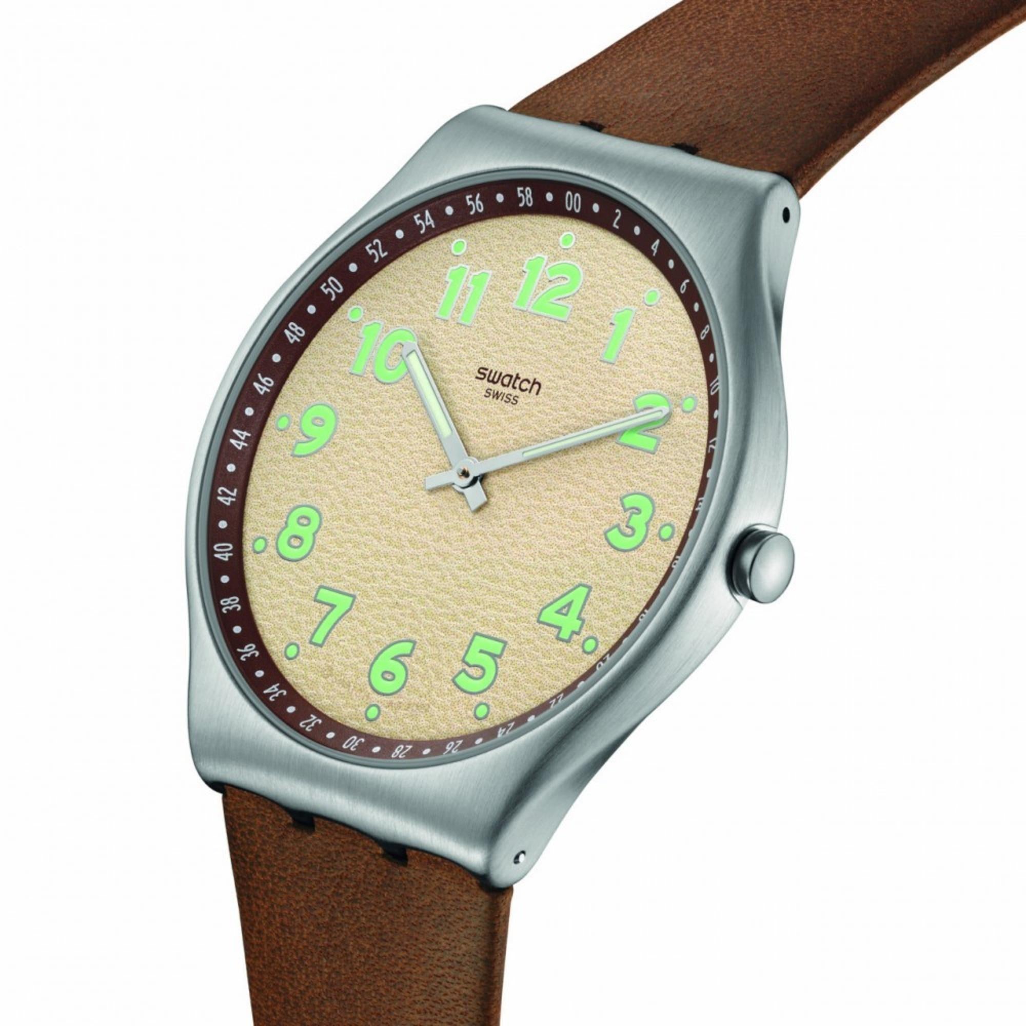 Swatch Tabby Hepcat Beiges Zifferblatt Lederuhr SS07S135
