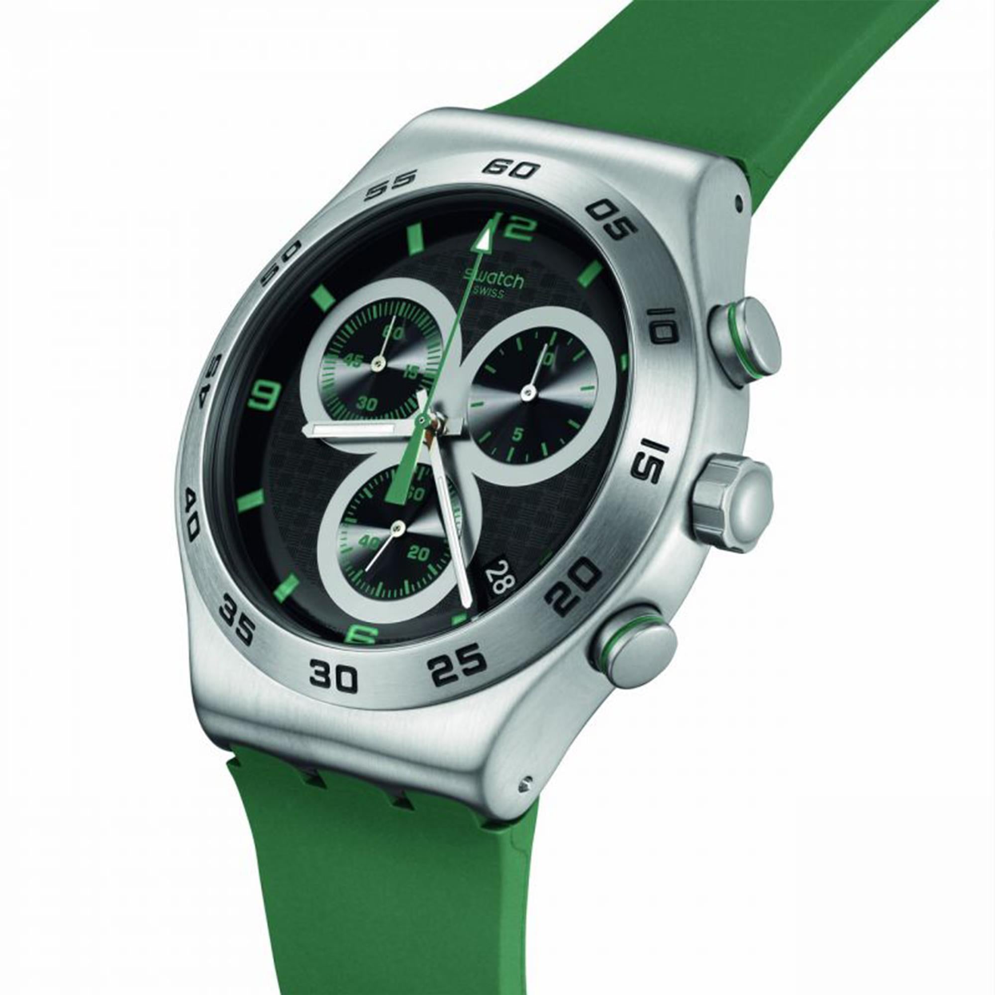 Swatch CARBONIC GREEN Green Silicone Strap Watch YVS525