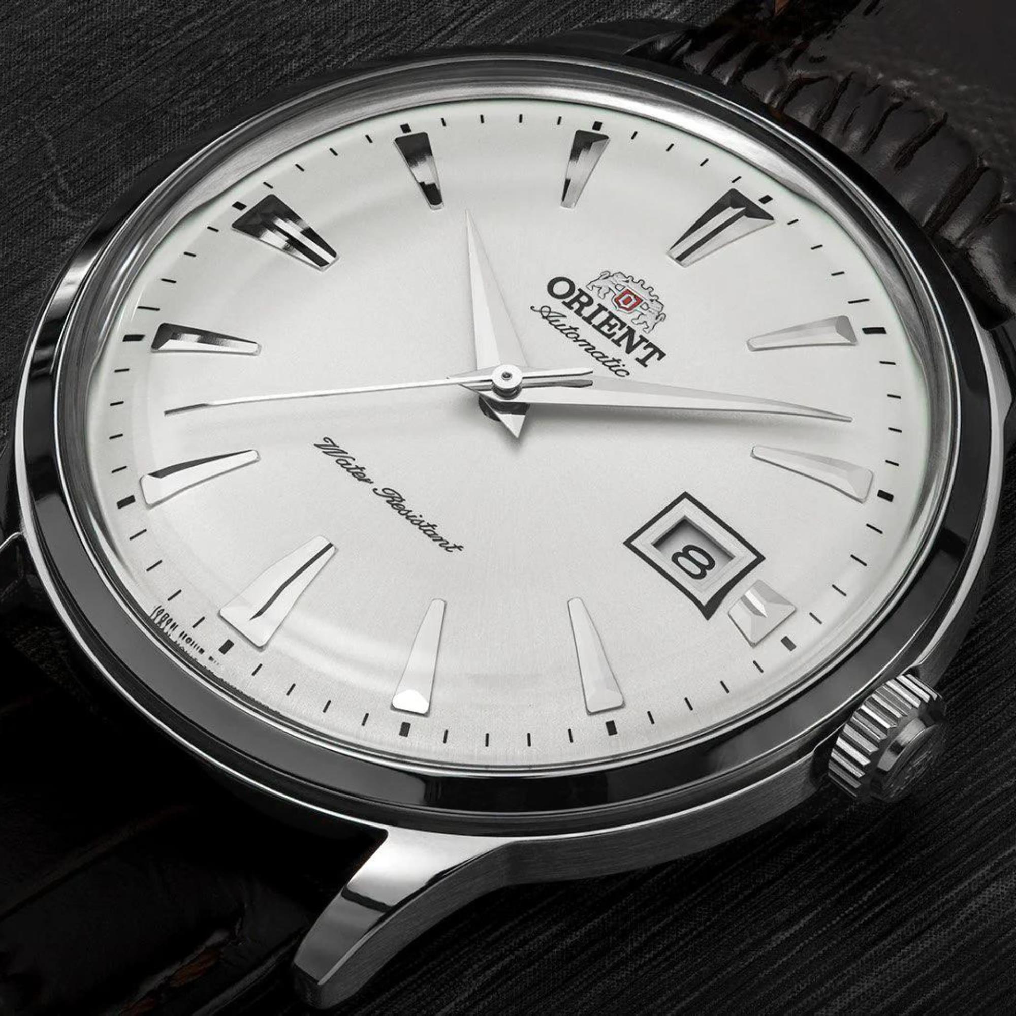Orient Bambino 40,5mm Weißes Zifferblatt Leder Herren Automatik Uhr FAC00005W0