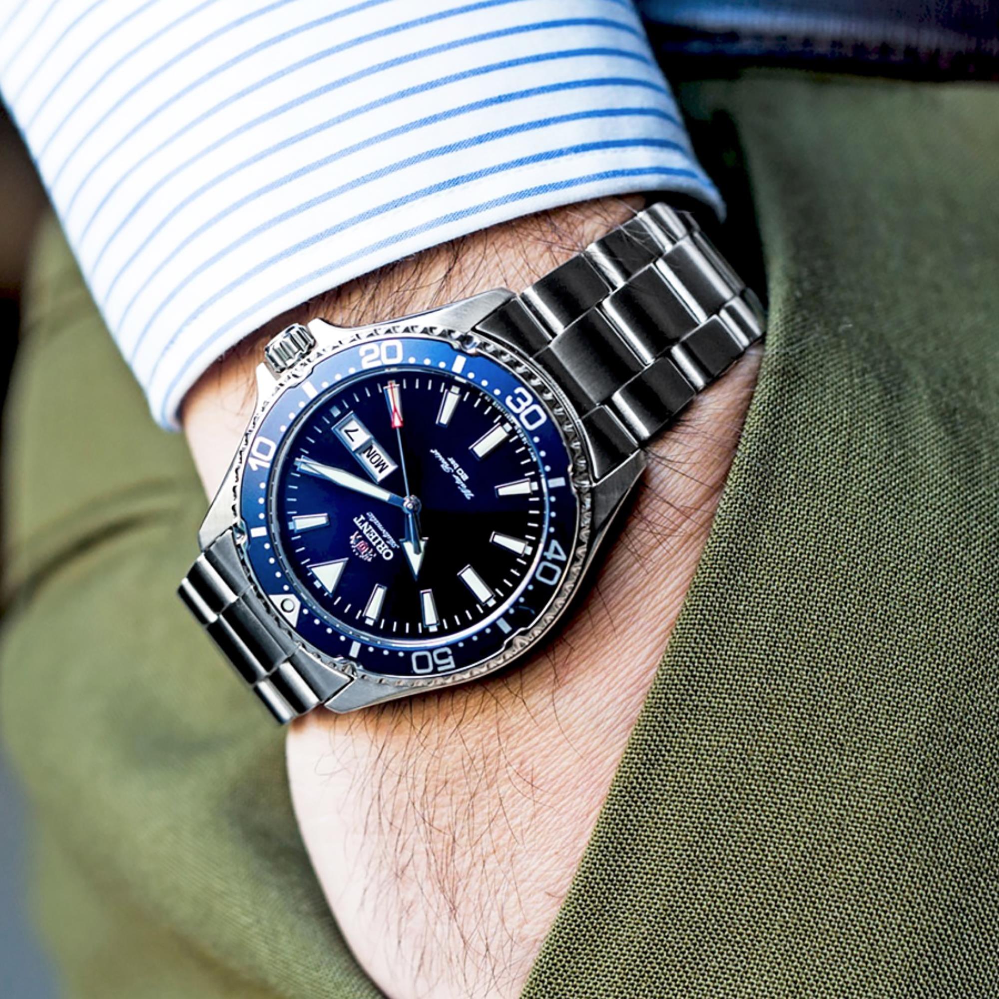 Orient Mako III 42mm Blue Dial Steel Mens Automatic Watch RA-AA0002L19B