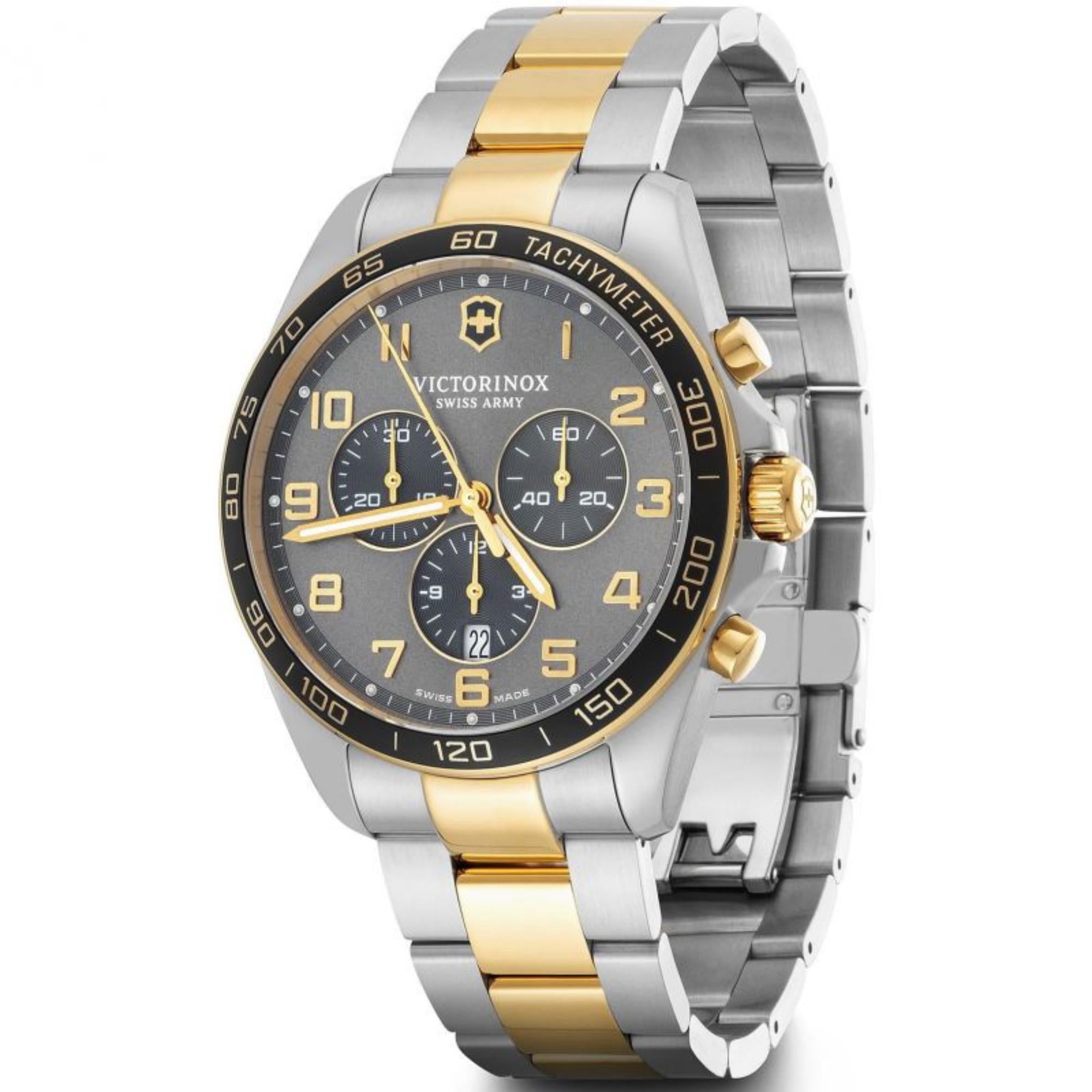 Victorinox FieldForce 42mm Chronograph Graues Zifferblatt Stahl Herren Quarz Uhr 241902