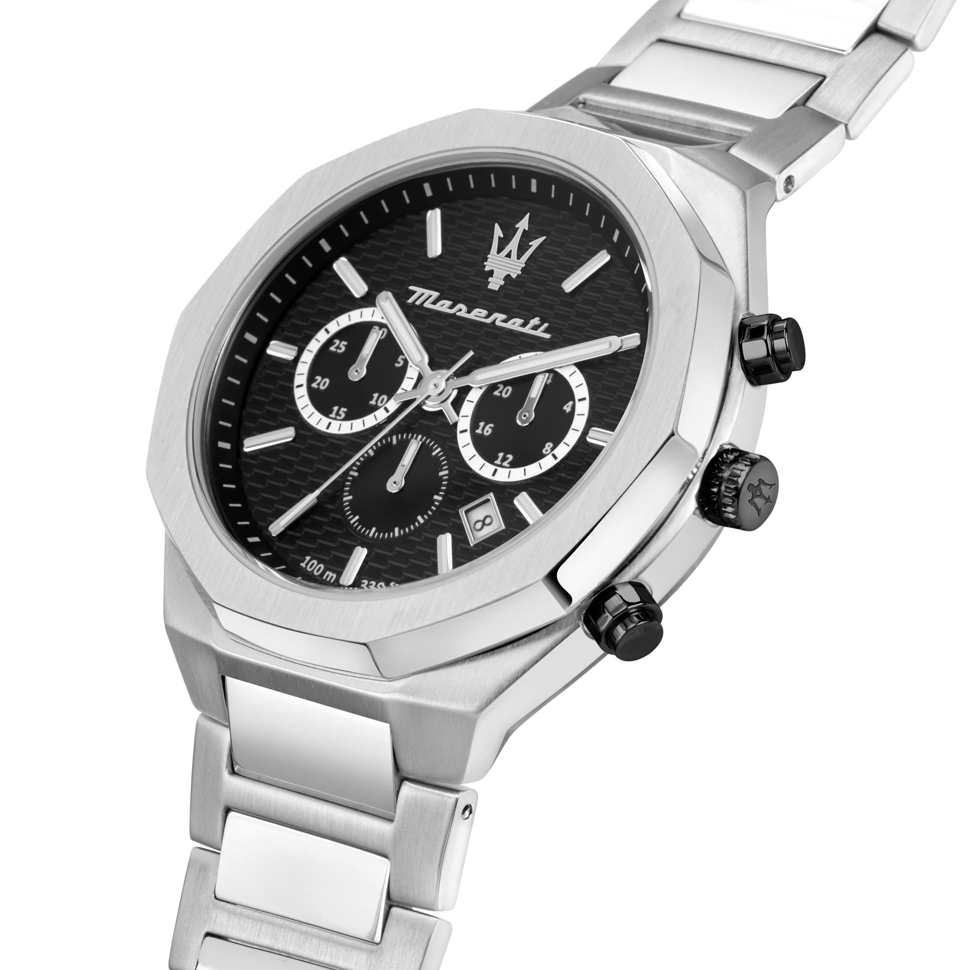 Maserati Stile Quartz Black Chronograph Dial Steel Bracelet Men's Watch R8873642004