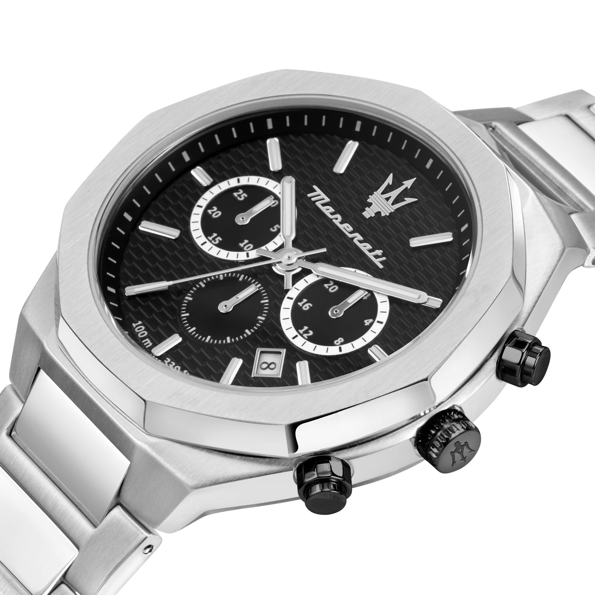 Maserati Stile Quartz Black Chronograph Dial Steel Bracelet Men's Watch R8873642004