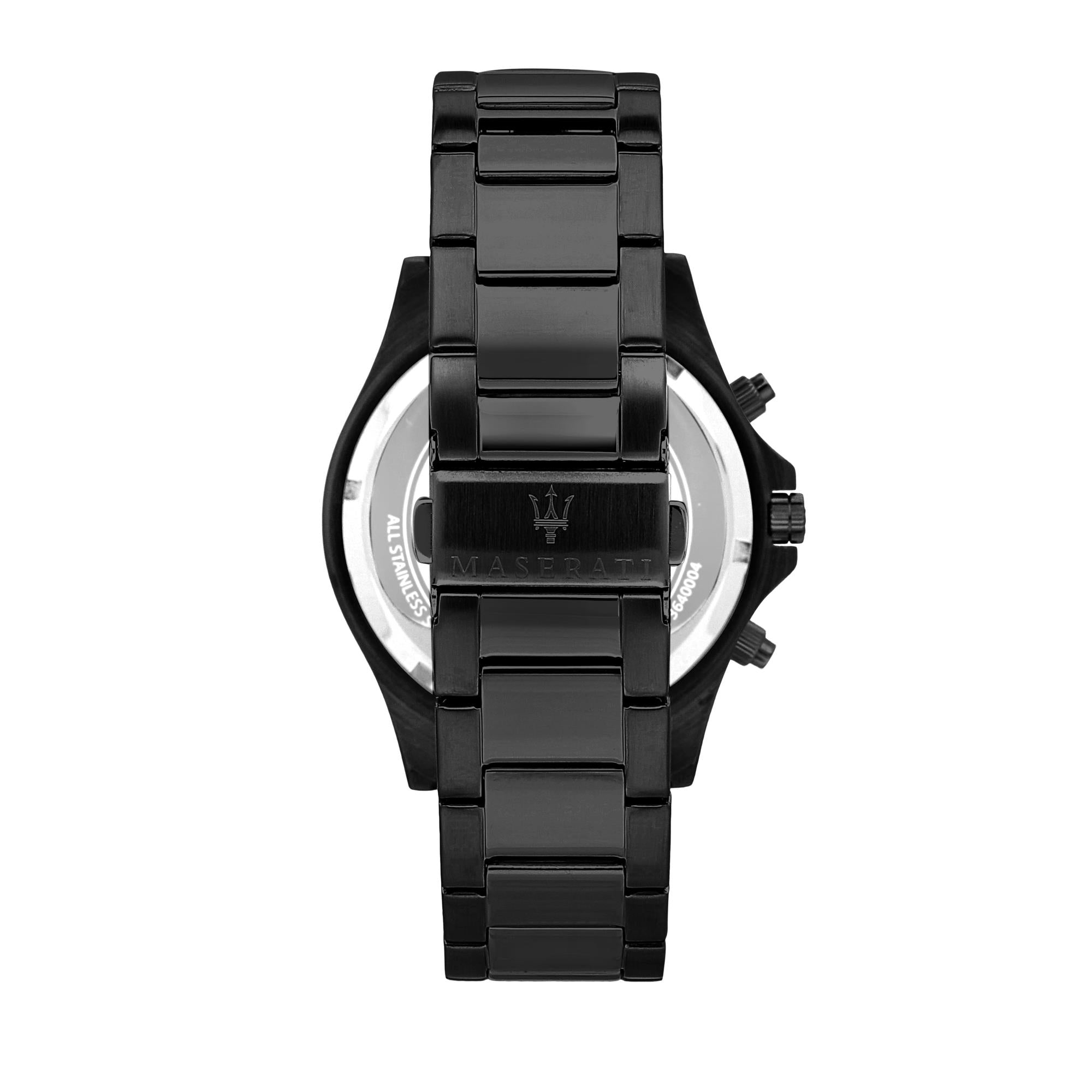 Maserati Sfidia Quarz Schwarzes Chronograph Zifferblatt Schwarzes PVD Stahlarmband Herren Uhr R8873640011