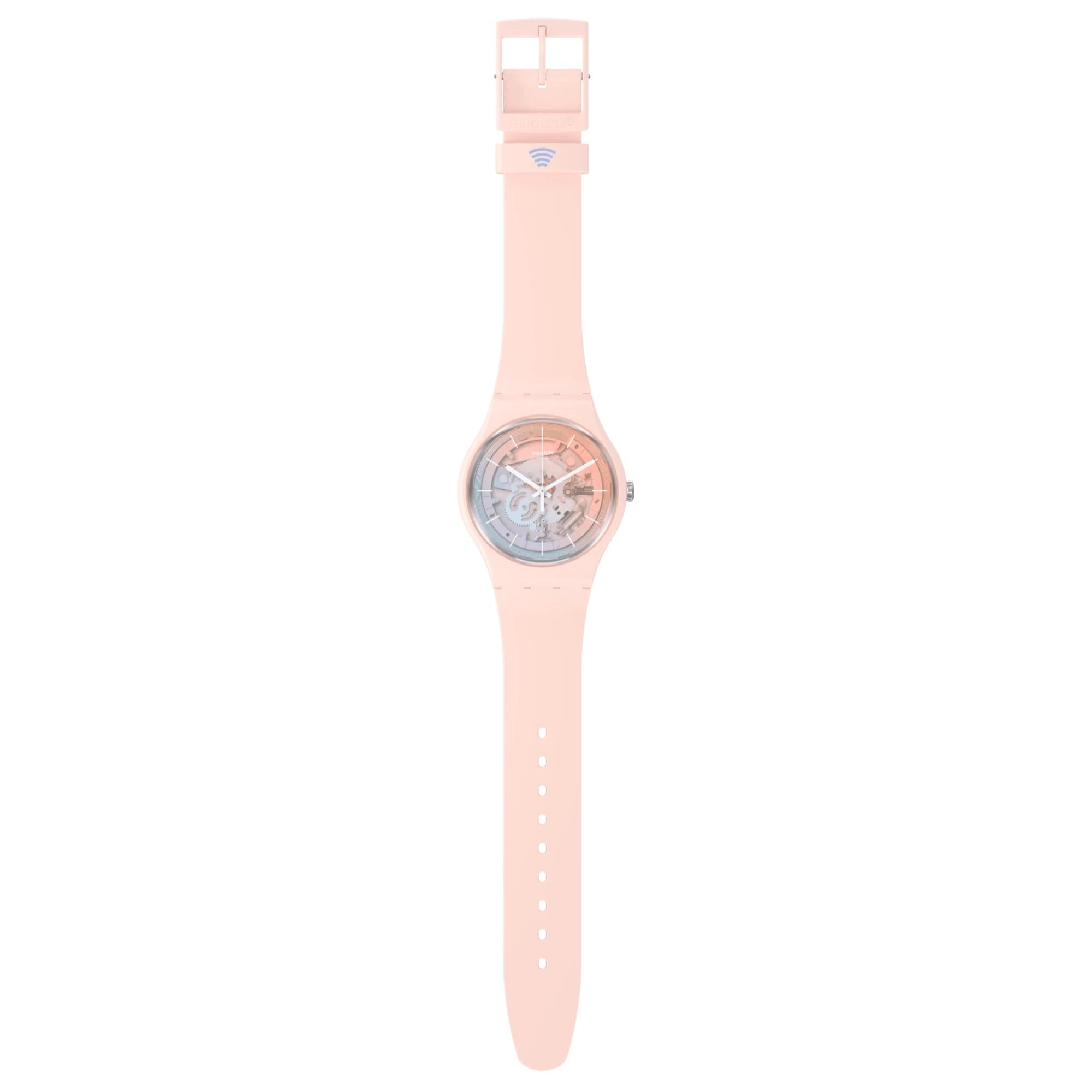 Swatch SwatchPAY! Fleetingly Pink Pay! Quarz Pinkes Zifferblatt Silikonarmband Unisex Uhr SO32P103-5300