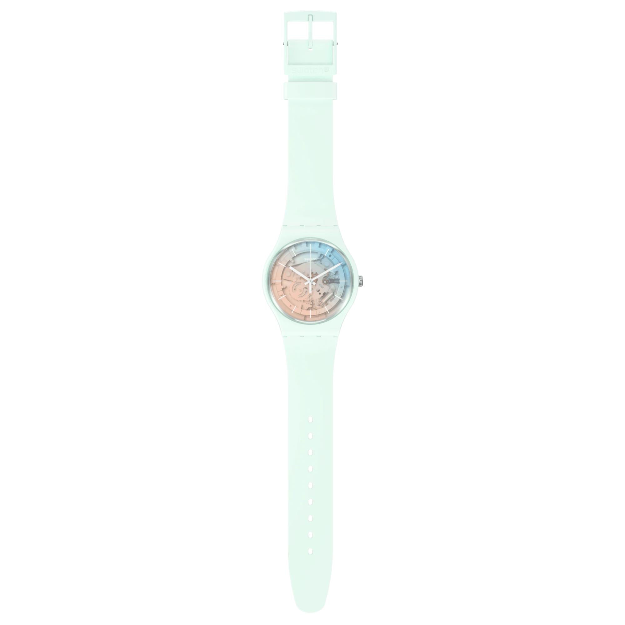 Swatch SwatchPAY! Fleetingly IceBlue! Quartz Pink Dial Silicone Strap Unisex Watch SO32S101