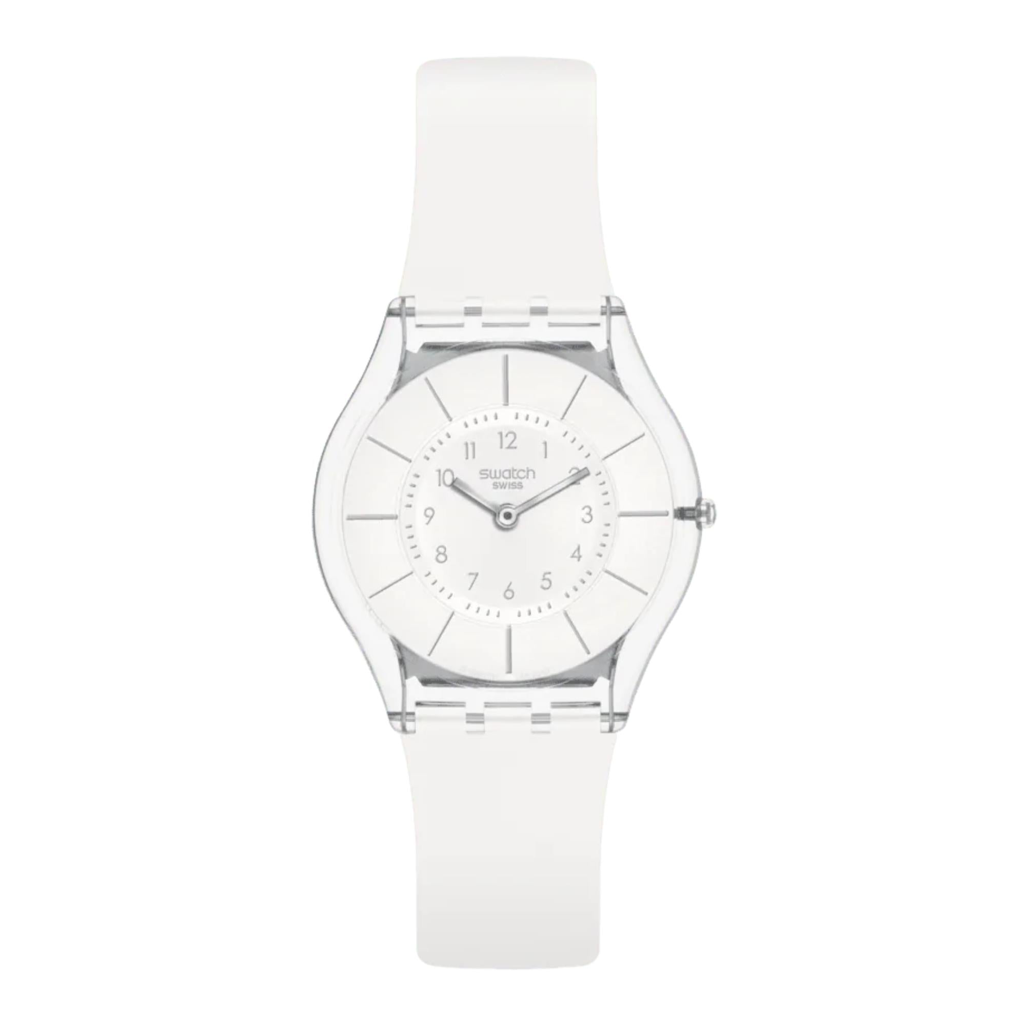 Swatch Lifestyle Weiß Klassik Quarz Weißes Zifferblatt Silikonarmband Unisex Uhr SS08K102-S14