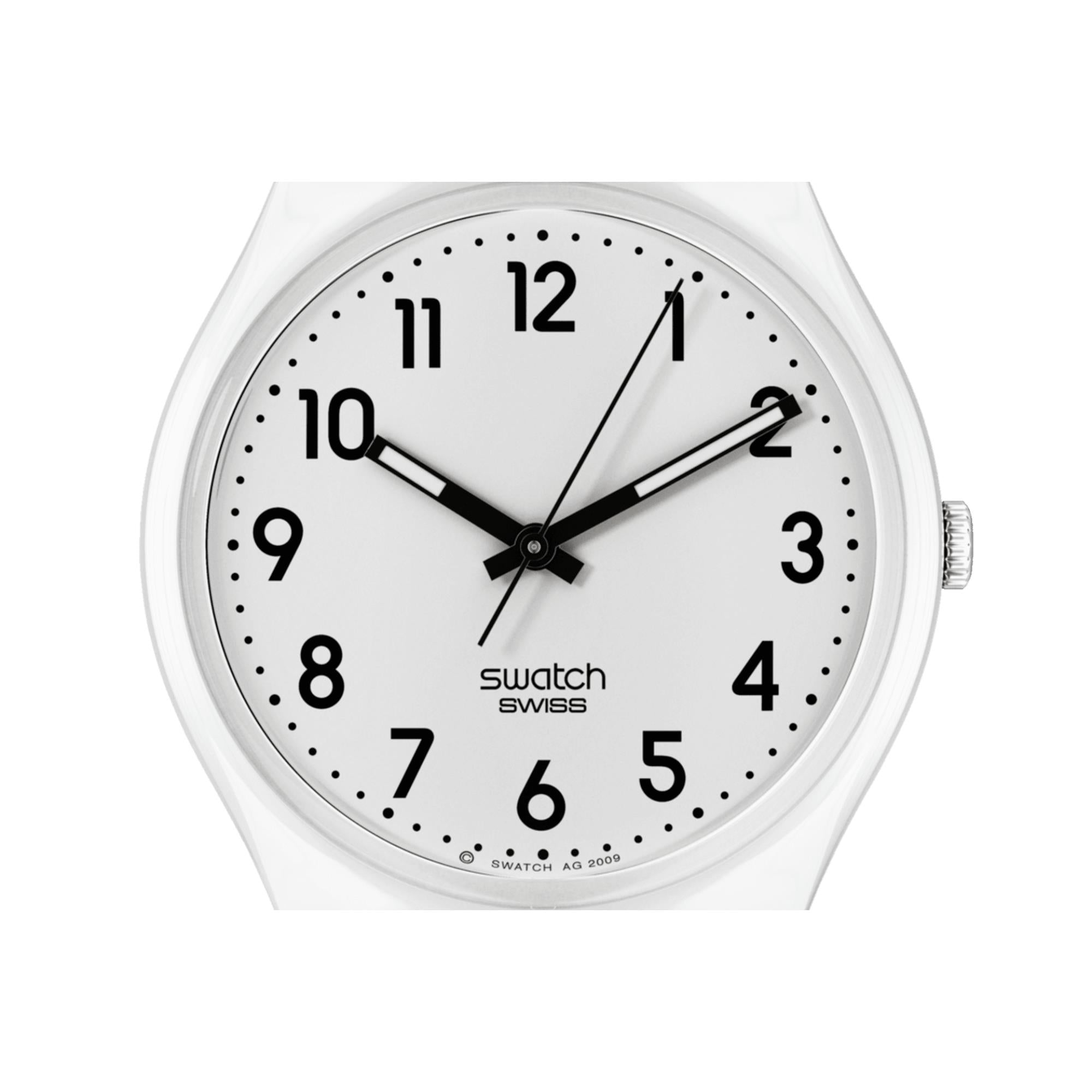 Swatch Just White Soft Quartz White Dial Silicone Strap Unisex Watch SO28W107-S14 - WatchNation