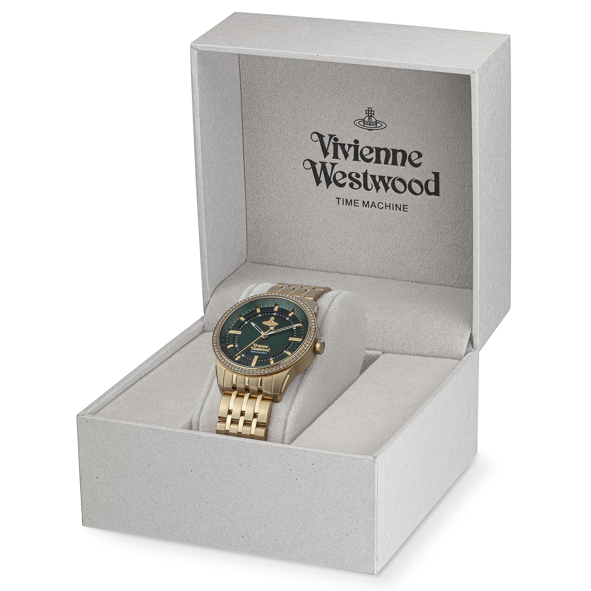 Vivienne Westwood East End Quarz Grünes Zifferblatt Gold PVD Edelstahlarmband Damen Uhr VV262GRGD