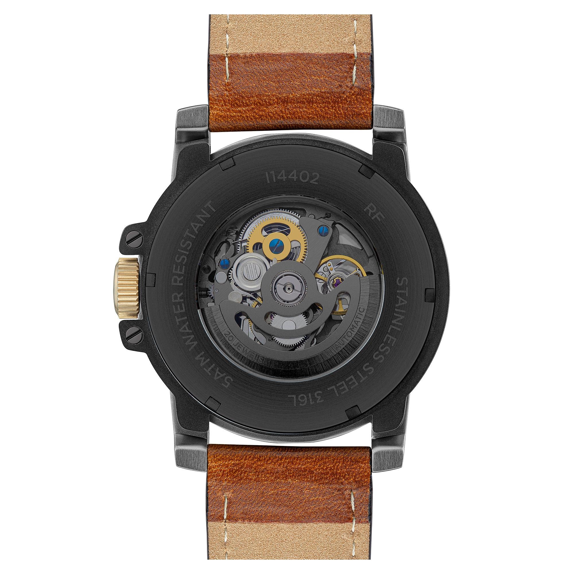 Ingersoll The Freestyle Automatic Black Skeleton Dial Black Leather Strap Men's Watch I14402