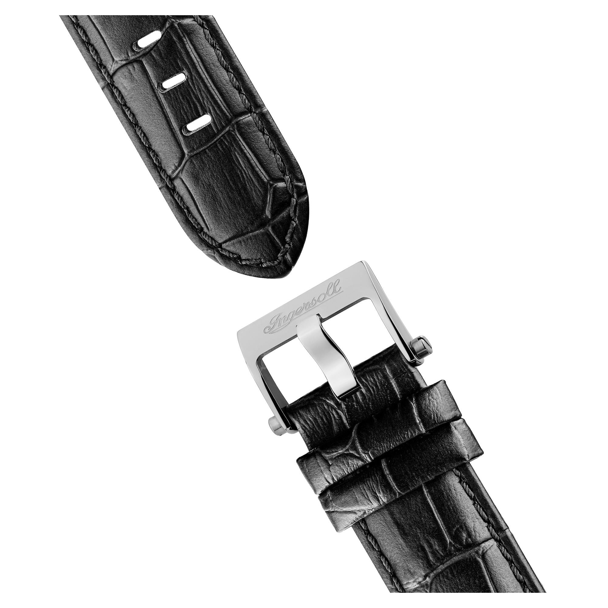 Ingersoll The California Automatic Black Skeleton Dial Black Leather Strap Men's Watch I14202