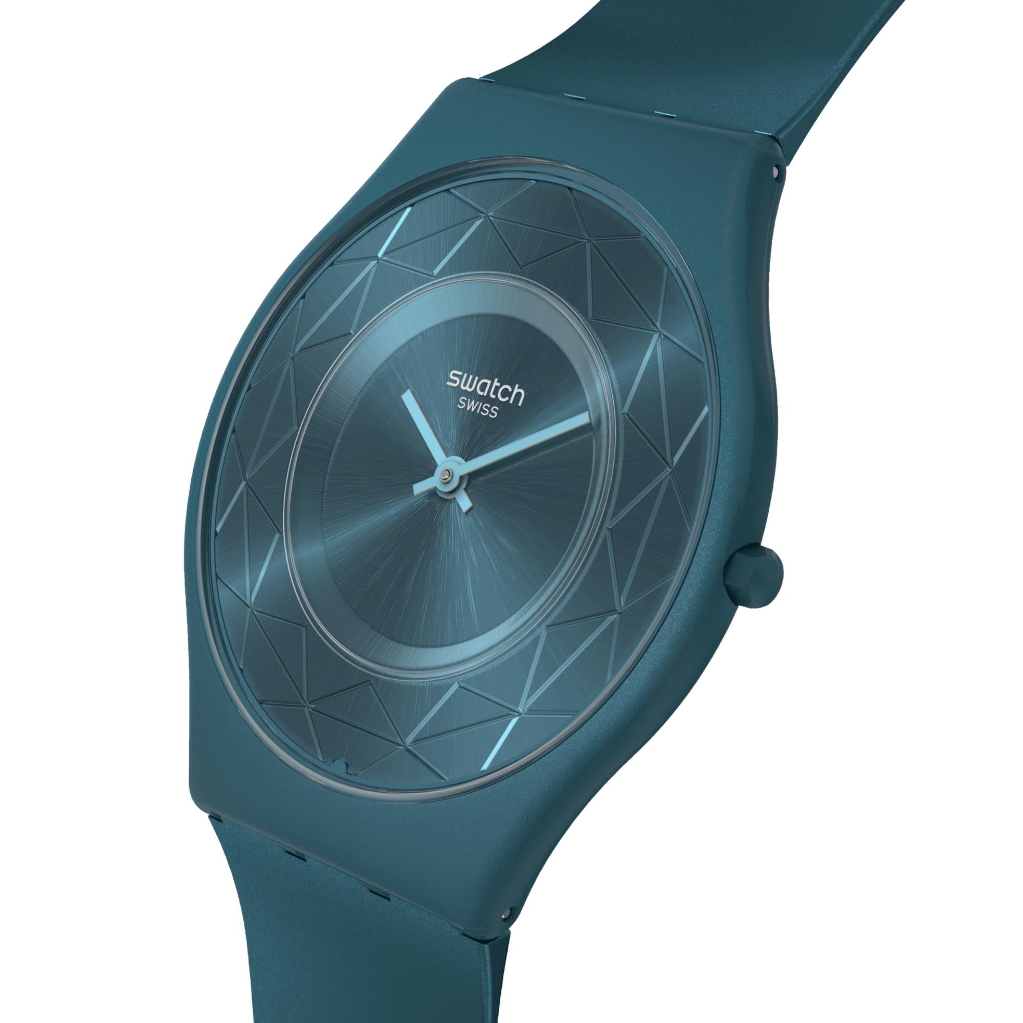 Swatch Holiday Collection Auric Whisper Quartz Green Dial Silicone Strap Unisex Watch SS08N116