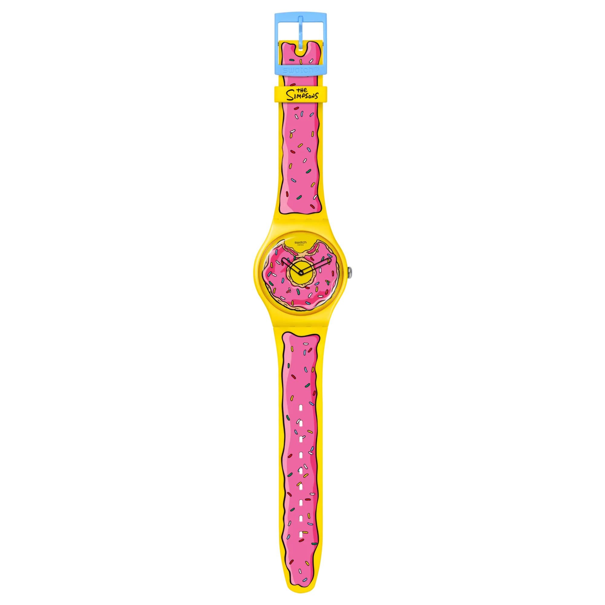 Swatch The Simpsons Collection Seconds Of Sweetness Pay! Quartz Yellow Dial Silicone Strap Unisex Watch SO29Z134-5300