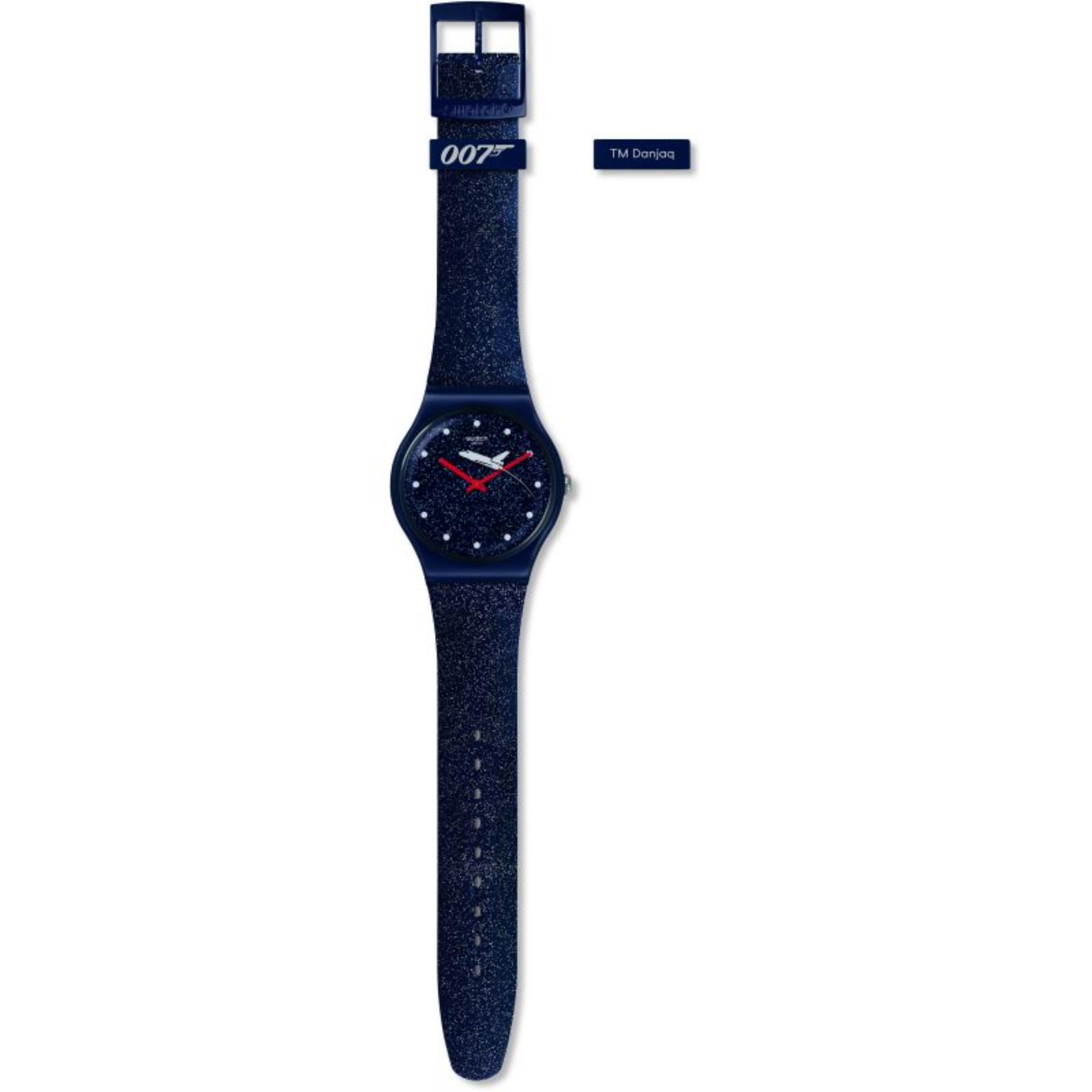 Swatch James Bond Moonraker 1979 Limitierte Sonderedition Blaues Zifferblatt Silikon Weltraumarmband Unisex Uhr SUOZ305