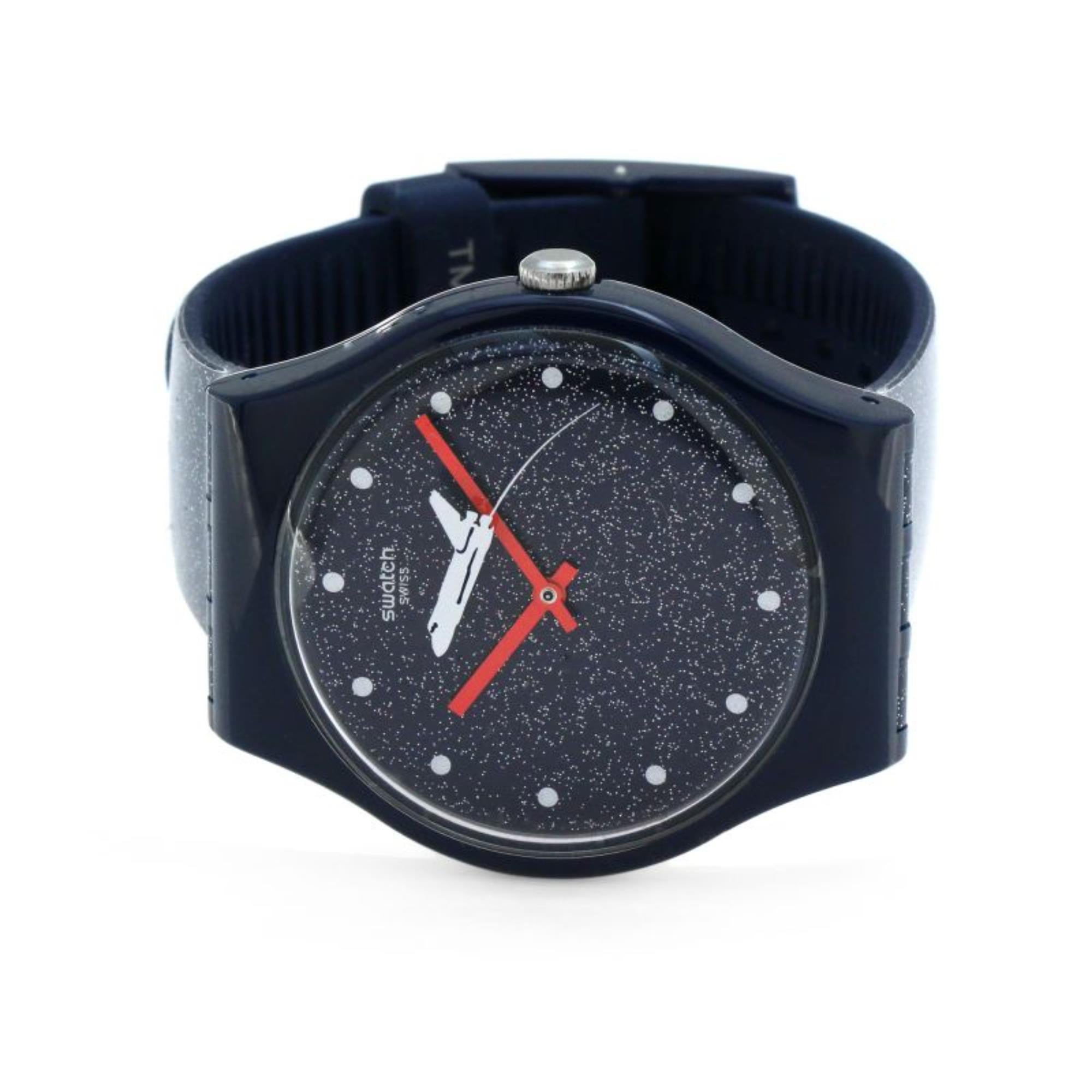 Swatch James Bond Moonraker 1979 Limitierte Sonderedition Blaues Zifferblatt Silikon Weltraumarmband Unisex Uhr SUOZ305