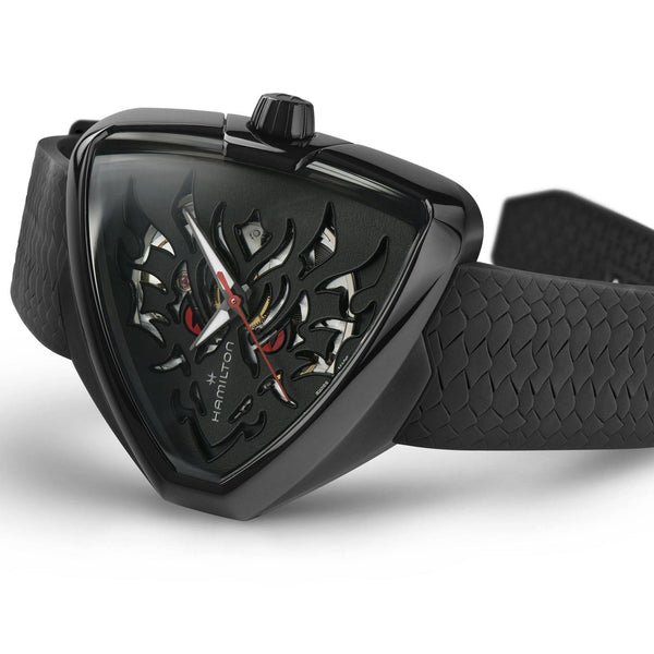 Hamilton Ventura 42mm Elvis80 Skeleton Black Dial Rubber Mens Automatic Watch H24535332