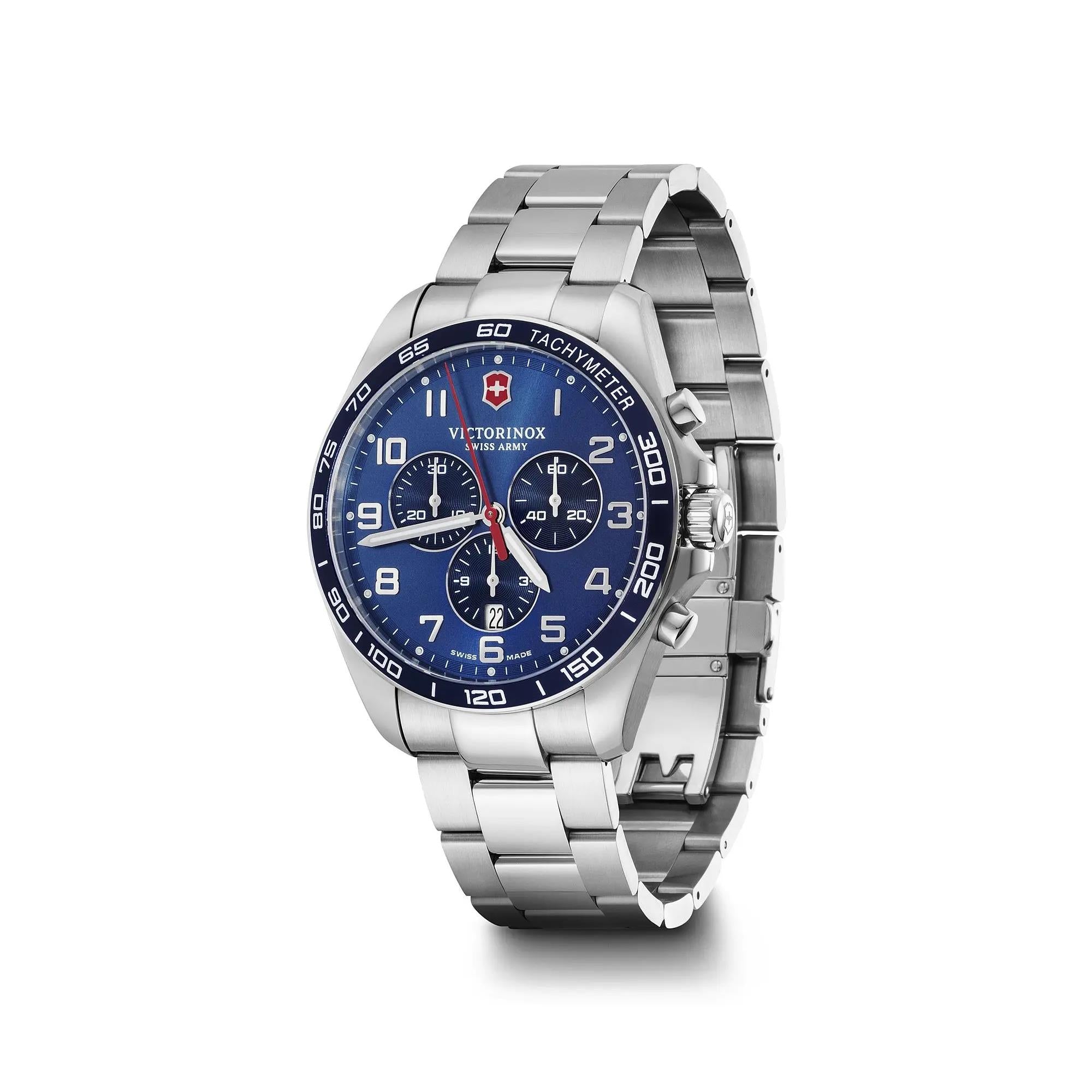 Victorinox FieldForce 42mm Chronograph Blue Dial Steel Mens Quartz Watch 241901