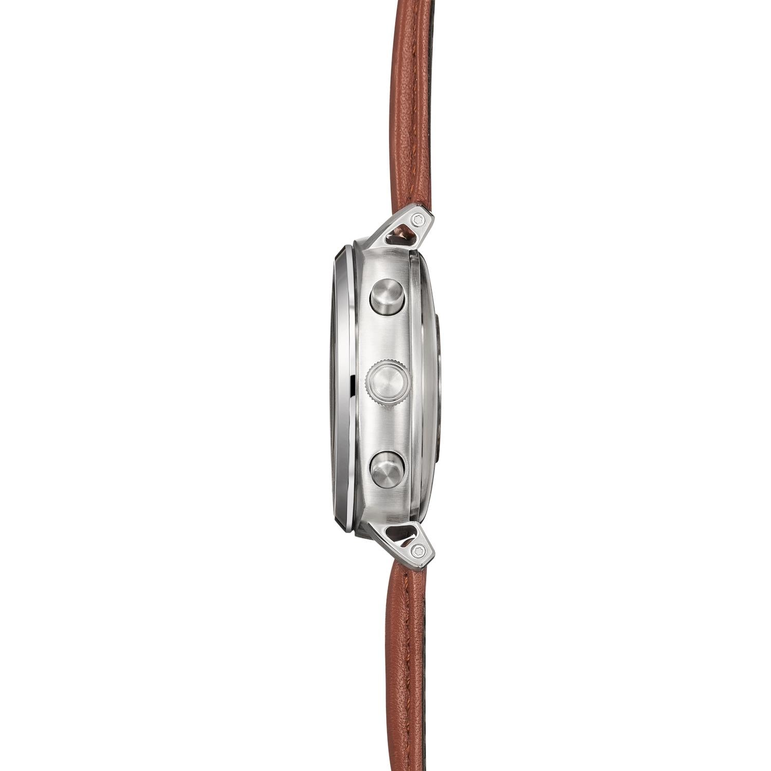 Pininfarina Senso Hybrid PMH01A-01 stainless steel case profile, crown, and pushers side