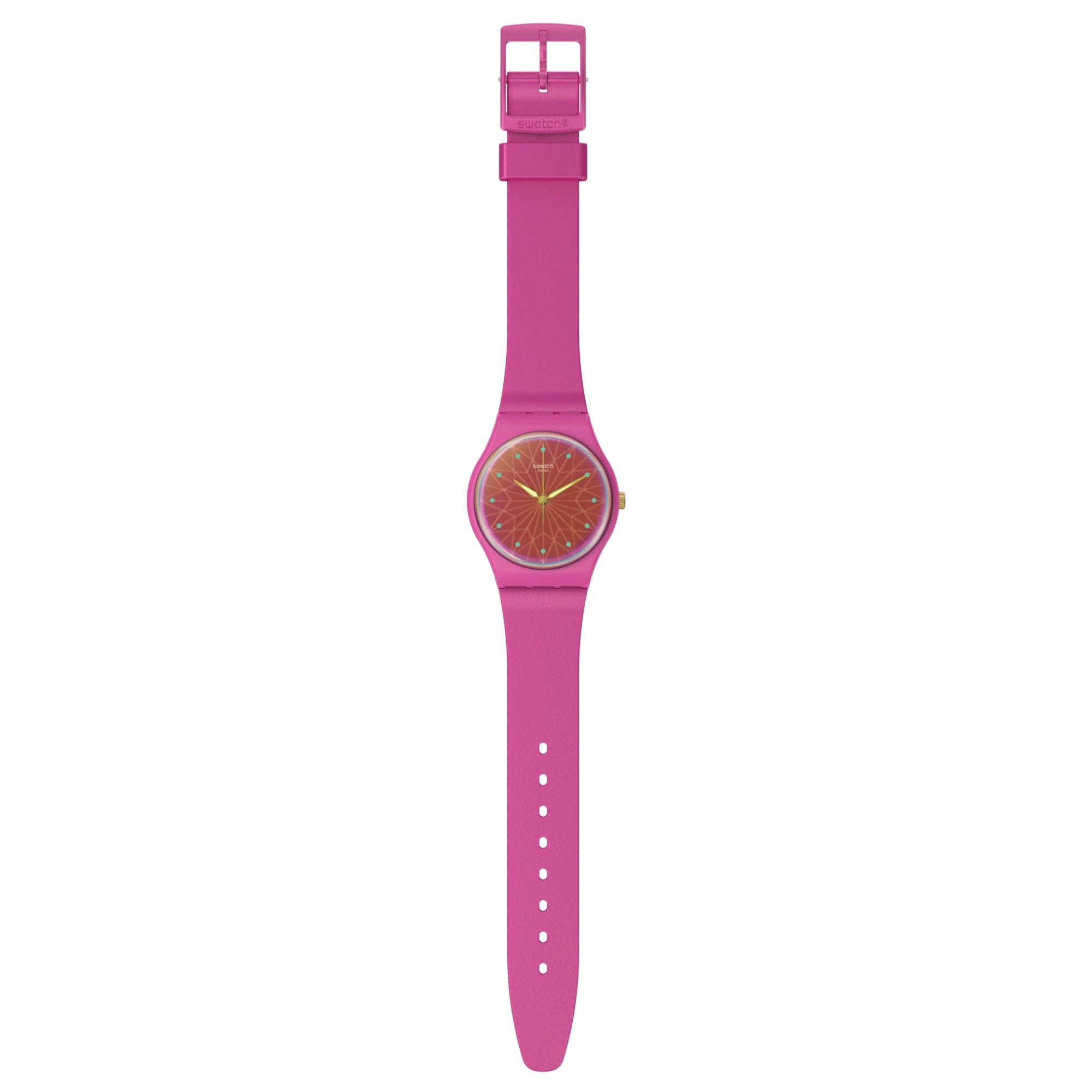 Swatch Holiday Collection Fantasia Fuchsia Pink Dial Silicone Watch SO28P110