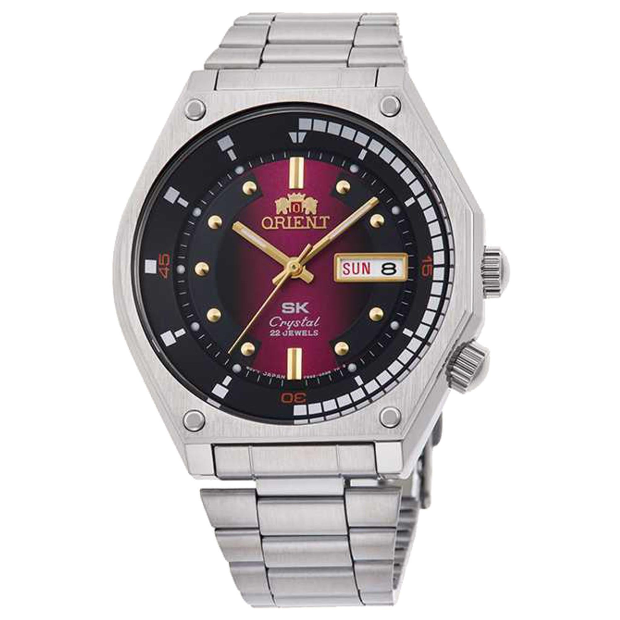 Orient Neo 70s 42mm Rotes Zifferblatt Stahl Herren Automatik Uhr RA-AA0B02R19B