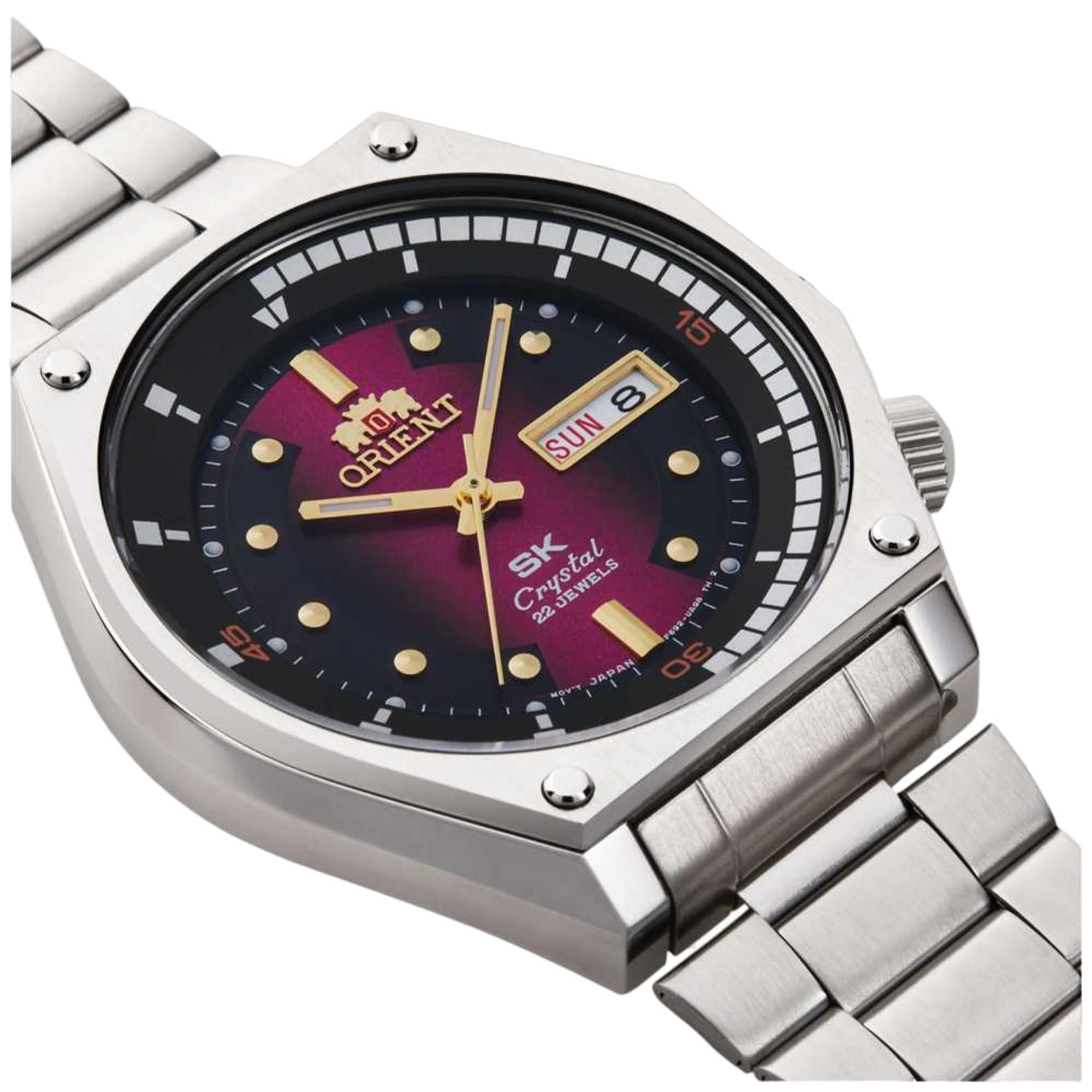 Orient Neo 70s 42mm Rotes Zifferblatt Stahl Herren Automatik Uhr RA-AA0B02R19B