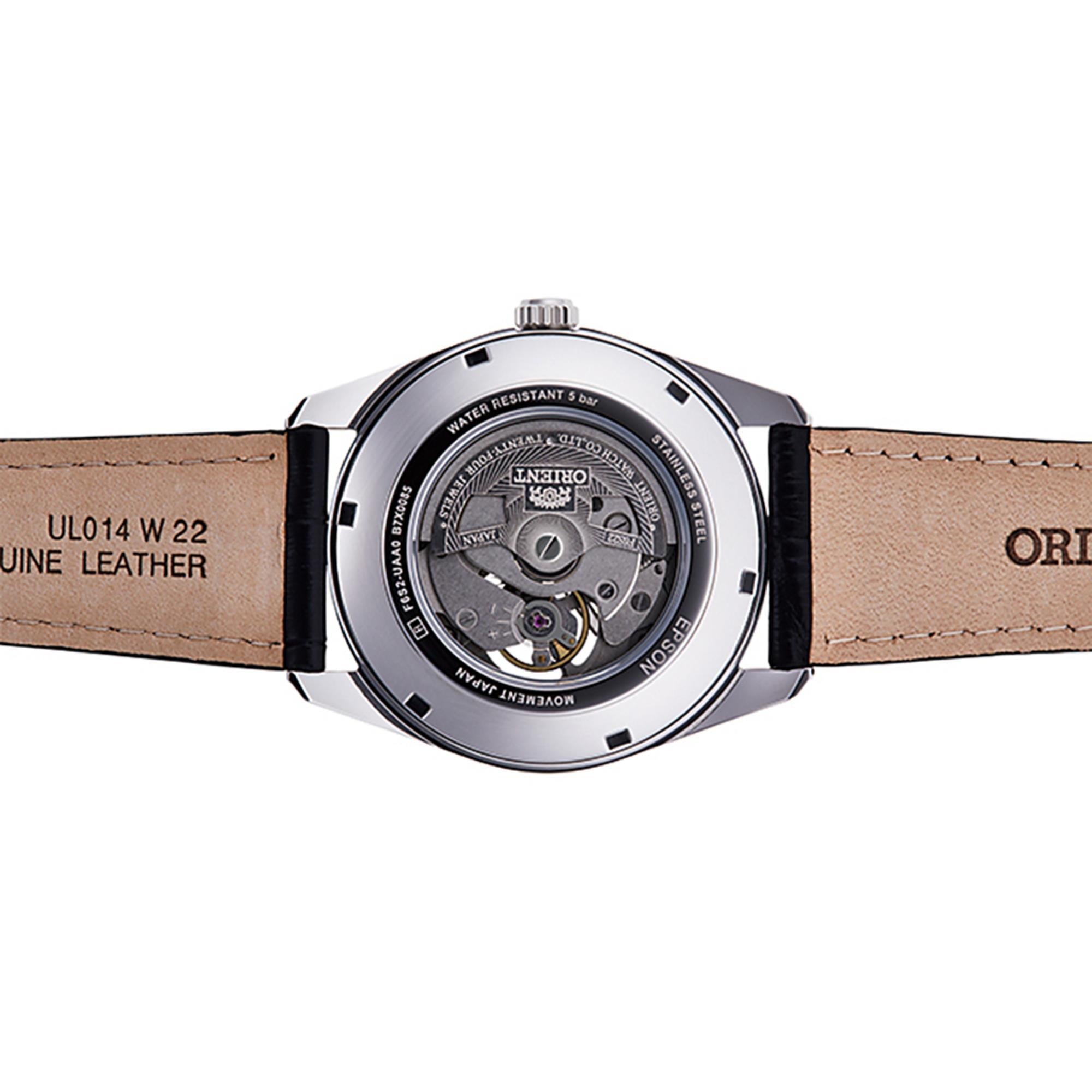 Orient Stretto 41mm Semi-Skelett Weißes Zifferblatt Leder Herren Automatik Uhr RA-AR0004S30B