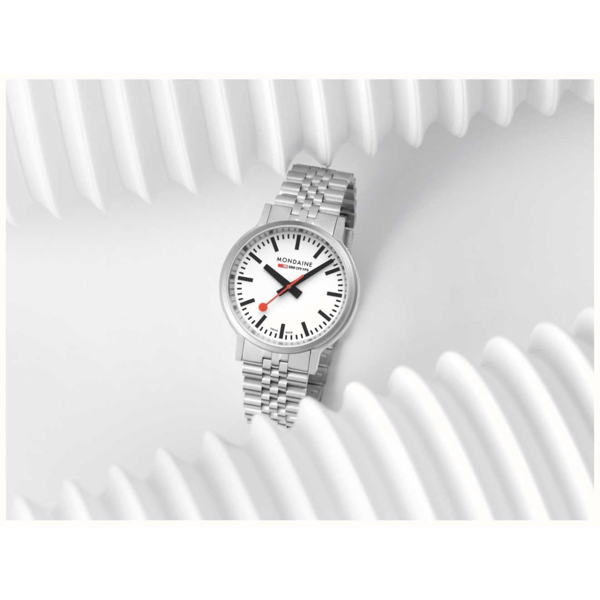 Mondaine stop2go 41mm White Dial Steel Mens Quartz Watch MST.4101B.SJ.2SE