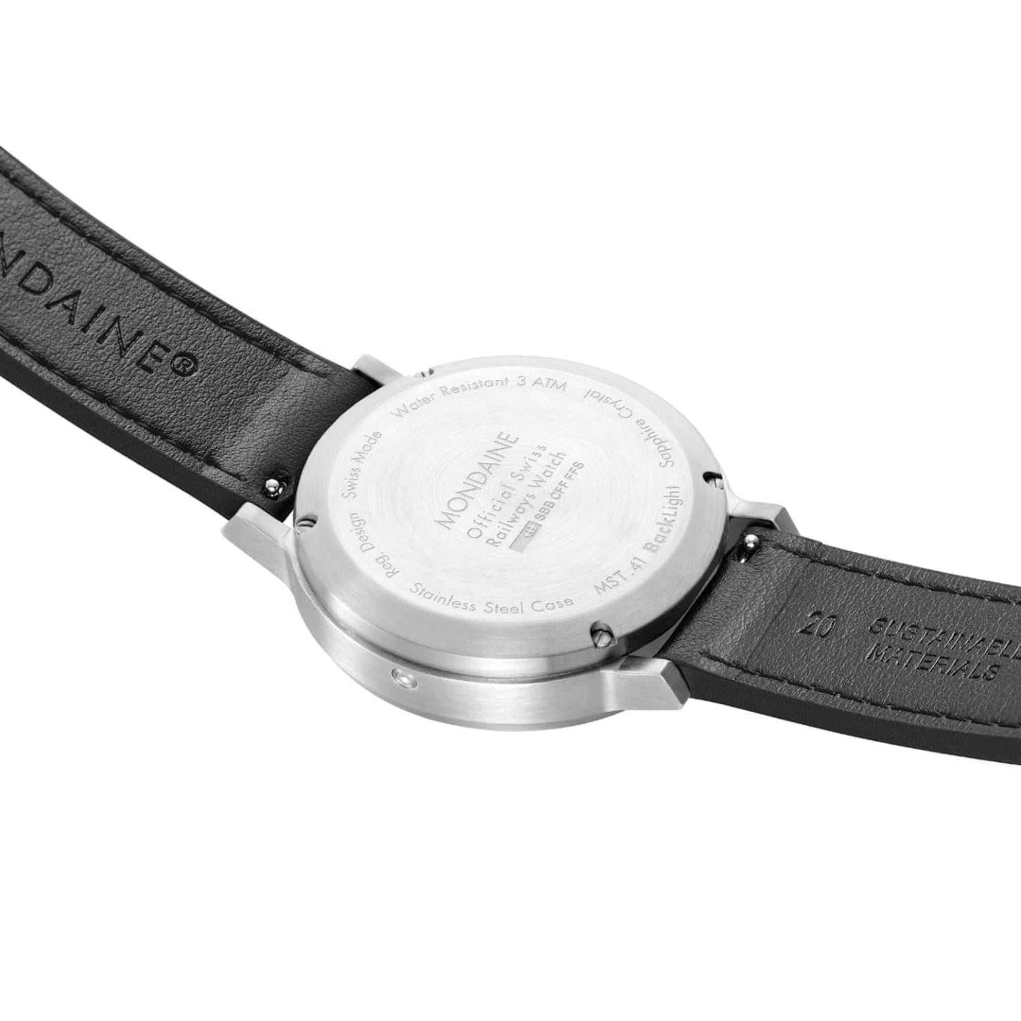 Mondaine stop2go 41mm White Dial Leather Mens Quartz Watch MST.4101B.LBV.2SE