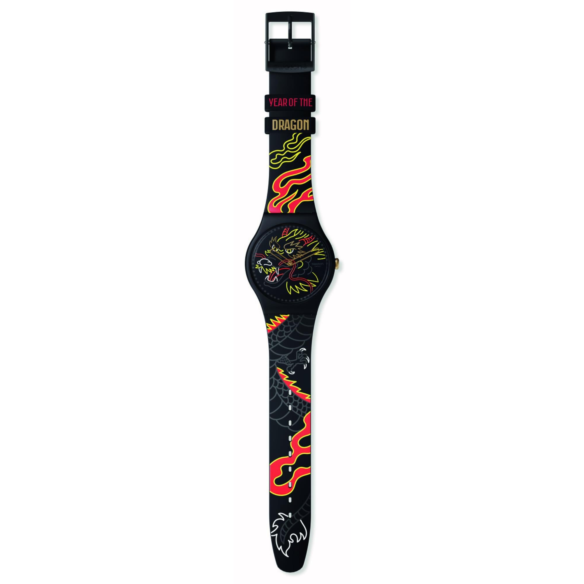 Swatch SwatchPay! Dragon In Wind Pay Quartz Black Dial Silicone Watch SO29Z137-5300