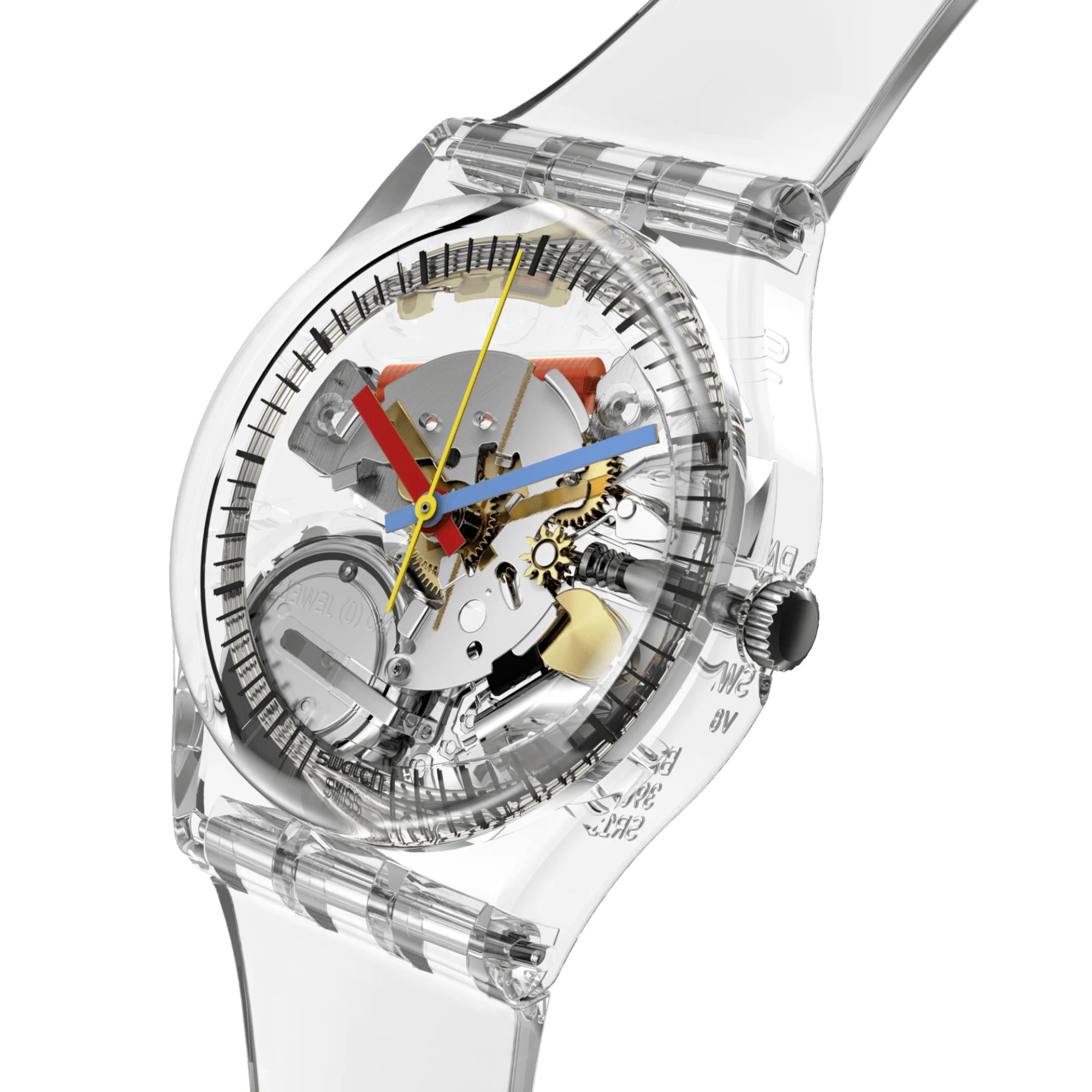 Swatch SwatchPay! Clearly Gent Pay! Quartz Transparent Dial Silicone Watch SO28K109-5300
