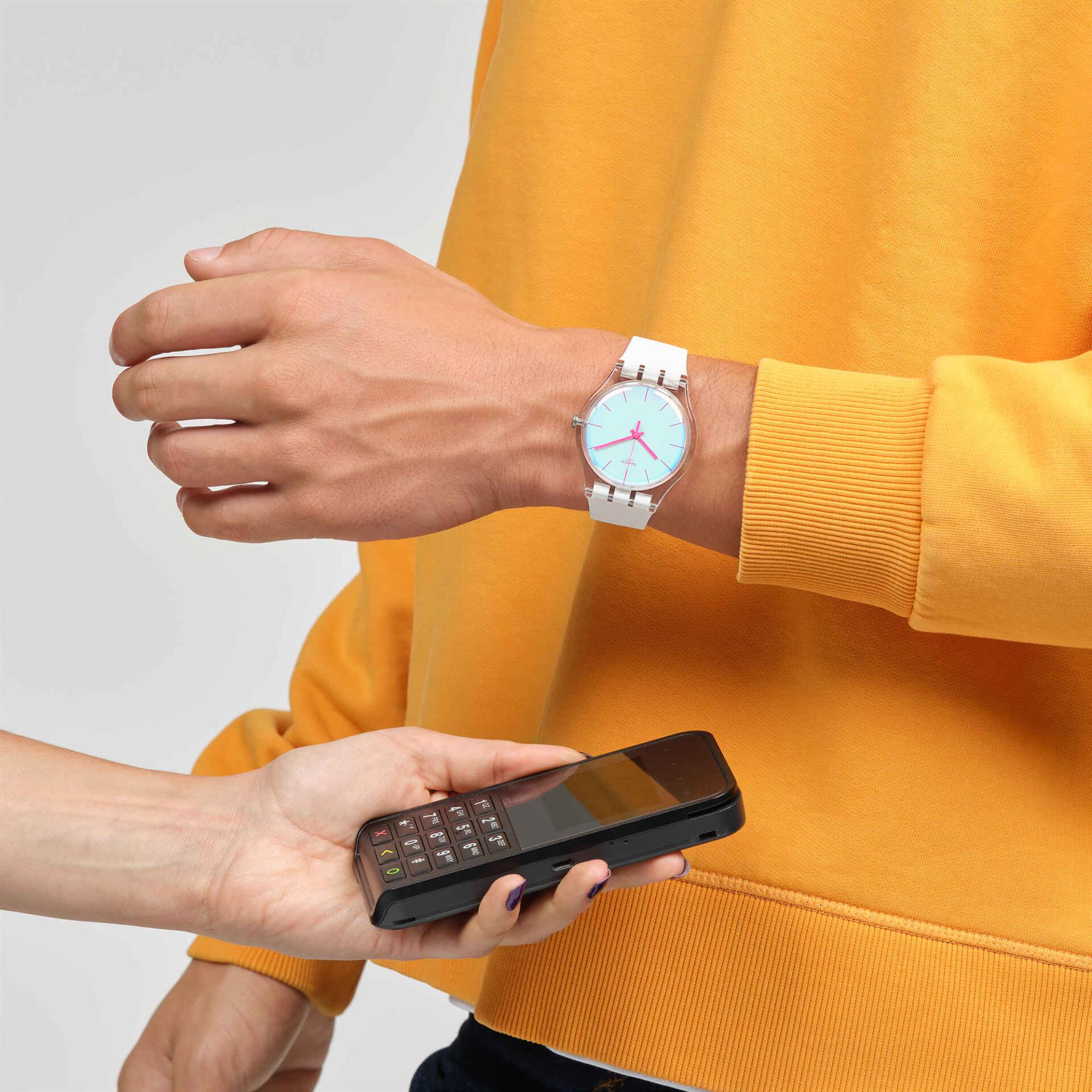 Swatch SwatchPay! Polawhite Pay! Quarz Weißes Zifferblatt Silikon Uhr SO29K116-5300
