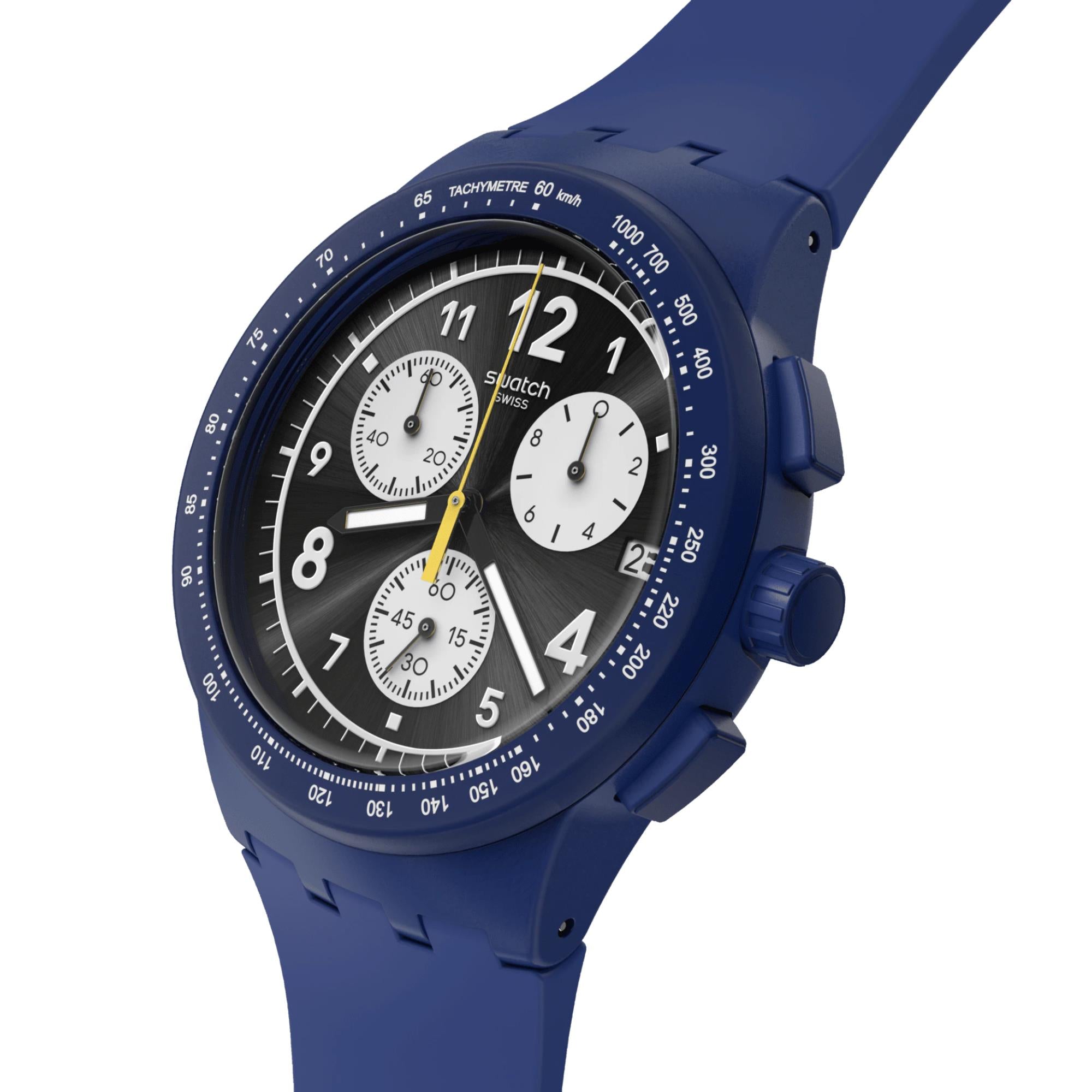 Swatch Nothing Basic About Blue Quartz Blue Dial Silicone Strap Watch SUSN418